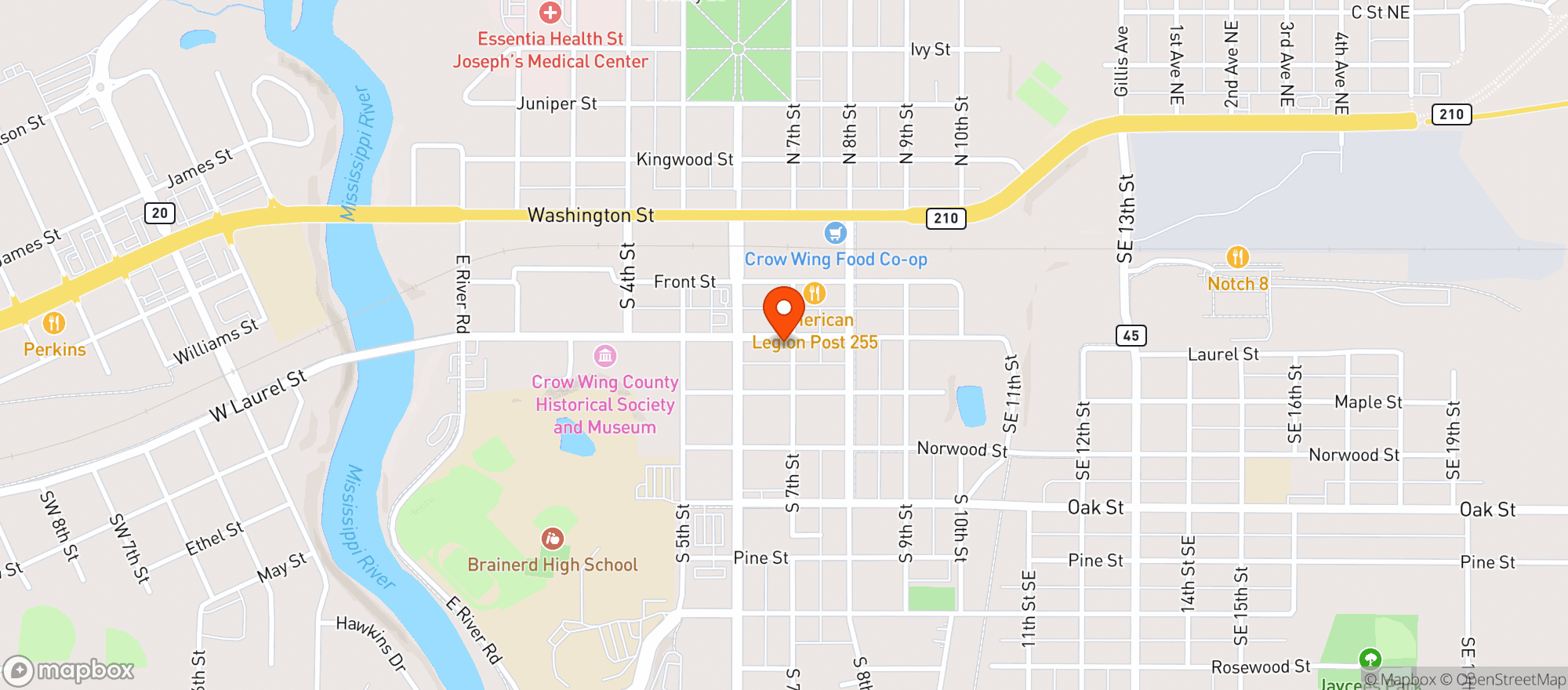 Map showing Crow Wing Food Co-op