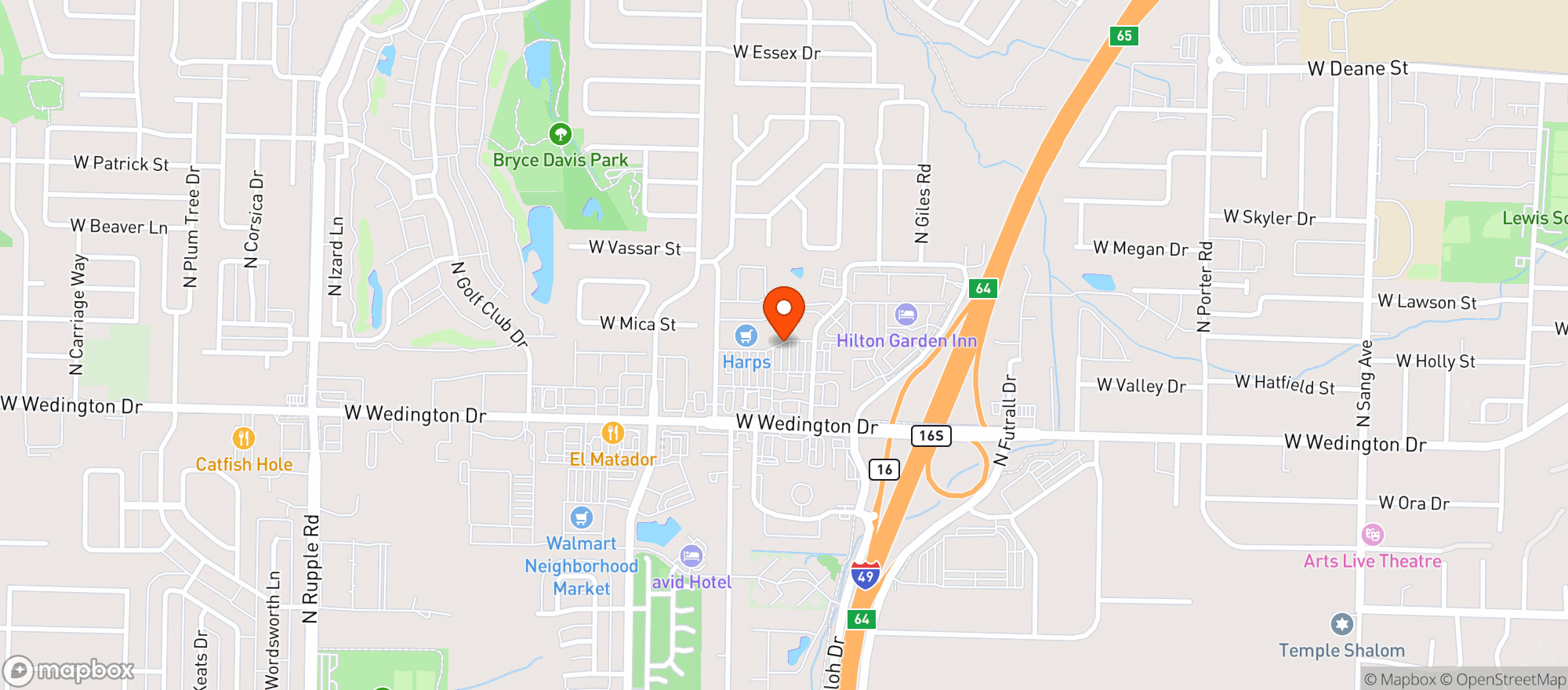 Map showing Wedington Liquor