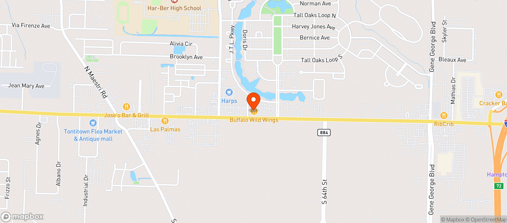 Map showing Buffalo Wild Wings Gril #3318