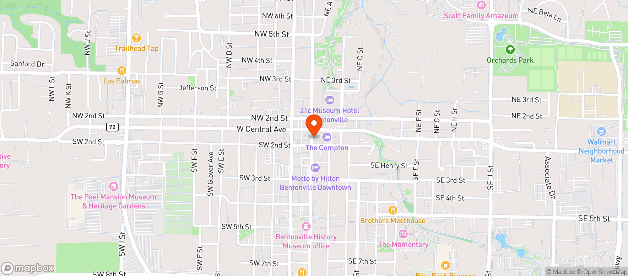 Map showing Bentonville Taproom