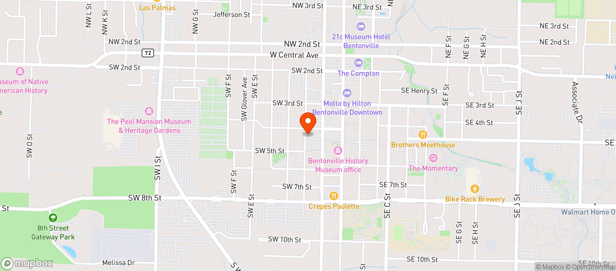 Map showing The Cellar on B St