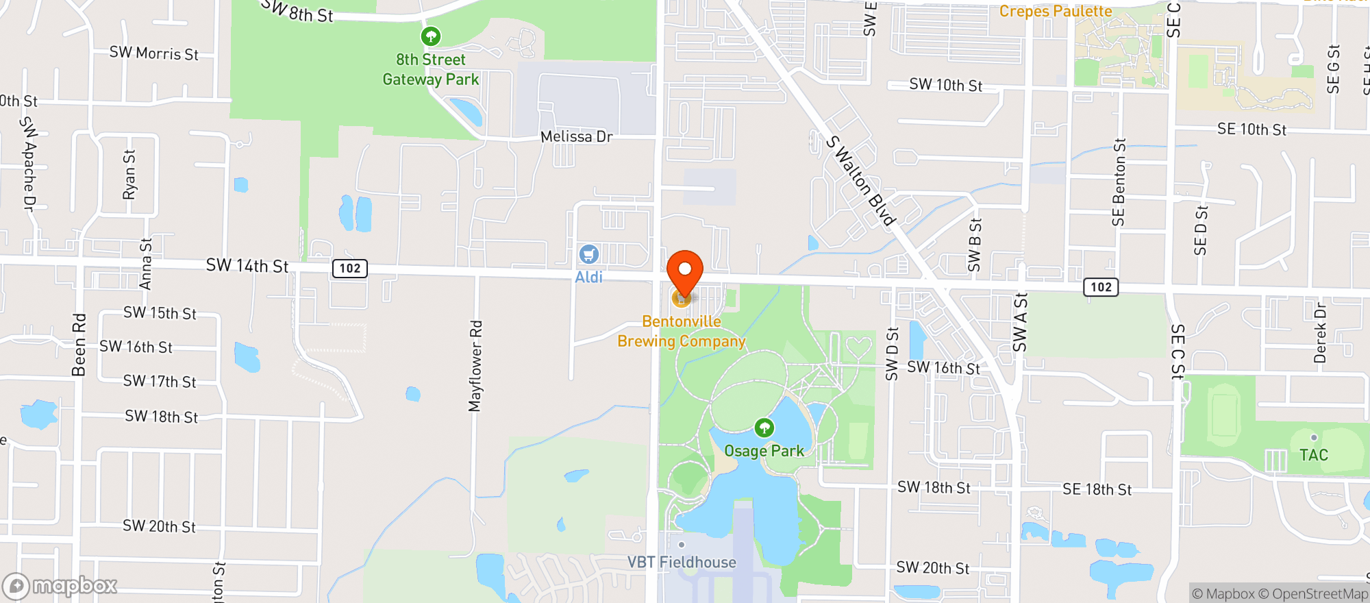 Map showing BENTONVILLE BREWING COMPANY