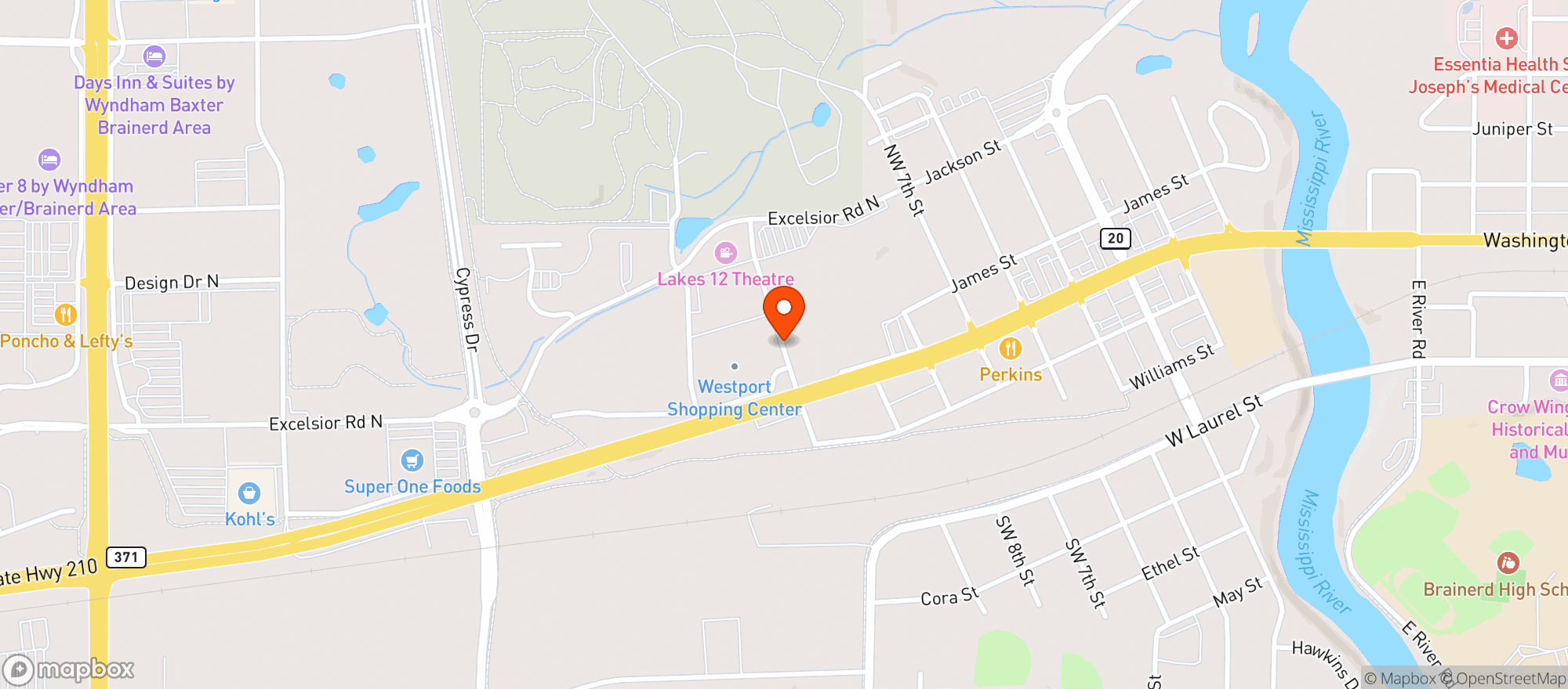 Map showing WESTSIDE LIQUOR (BAXTER)