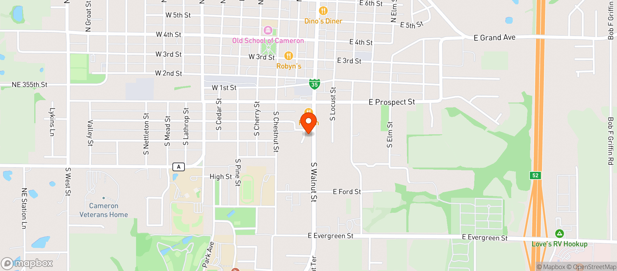 Map showing Cameron Smoke & Liquor