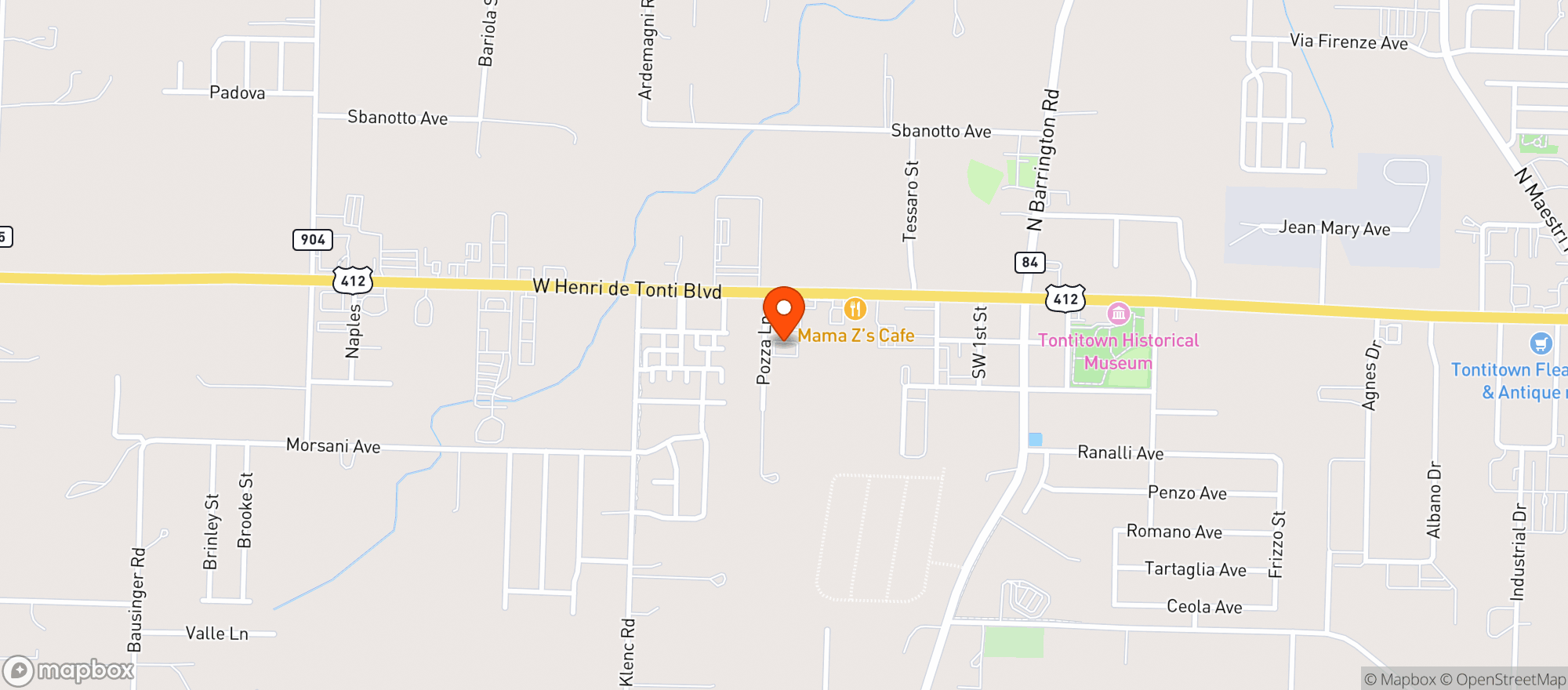 Map showing Red Door Bar & Grill