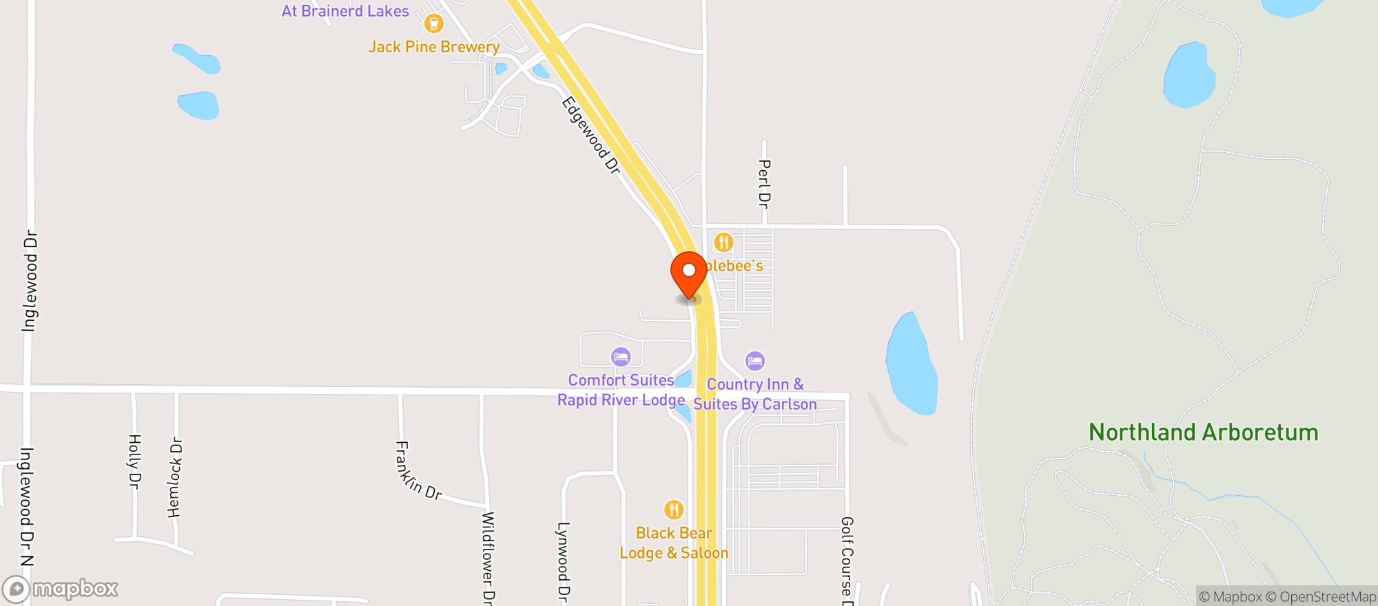 Map showing Grizzlys Grill N Saloon