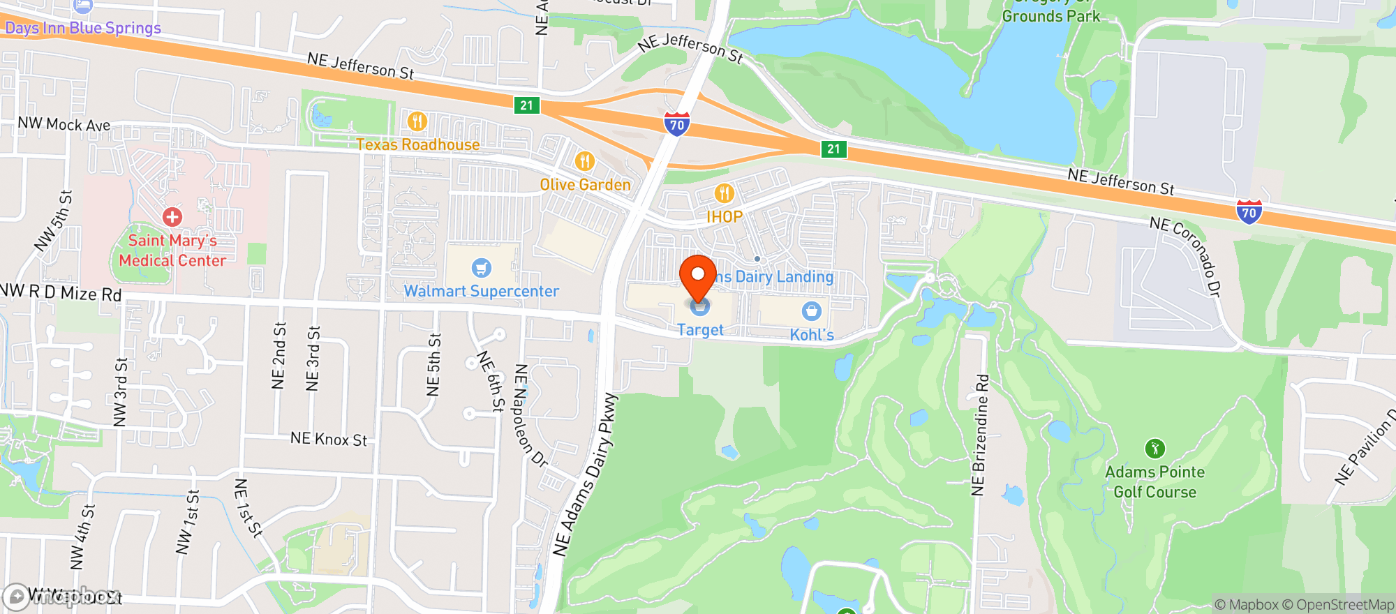 Map showing Target - Blue Springs