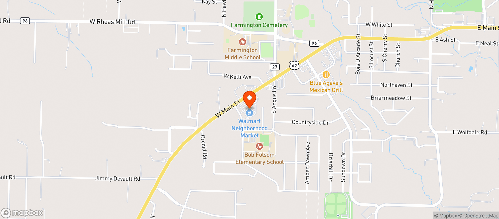 Map showing Walmart Neighborhood Ma #7242