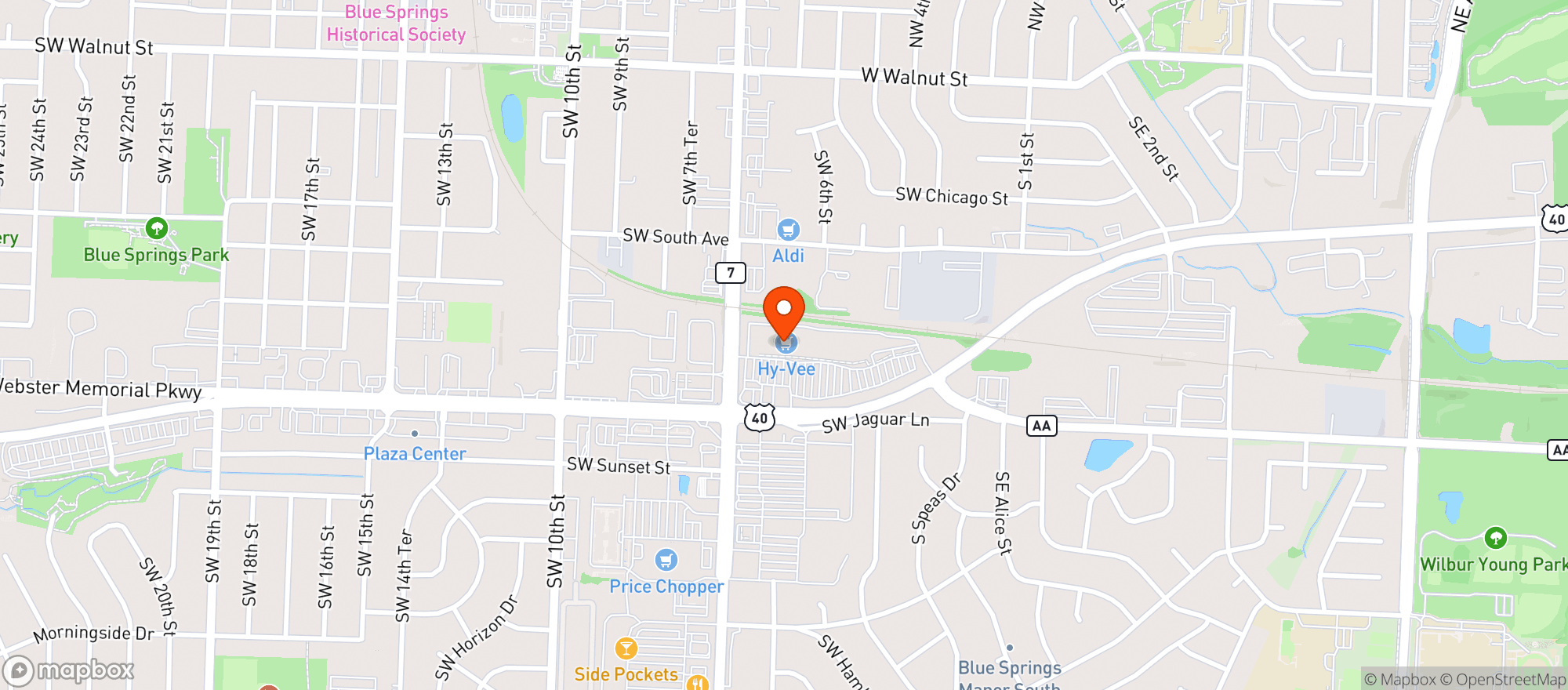 Map showing Hy-vee