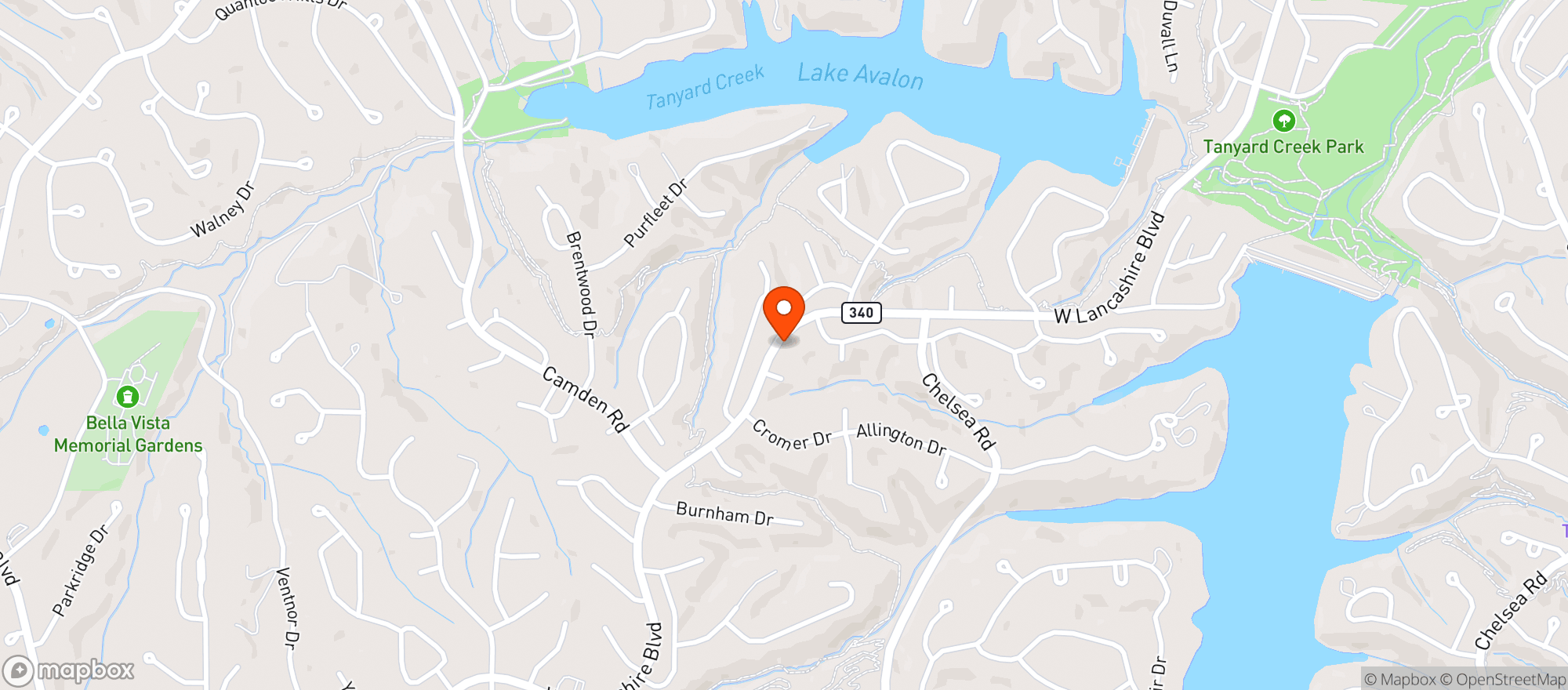 Map showing Tanyard Creek Nature Trail