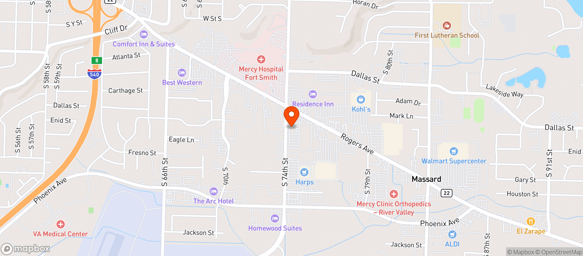 Map showing Texas Roadhouse