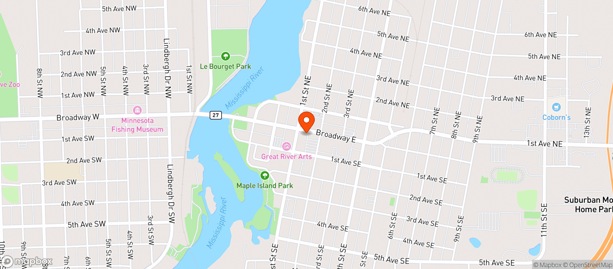 Map showing Johnny Cs Sports Bar