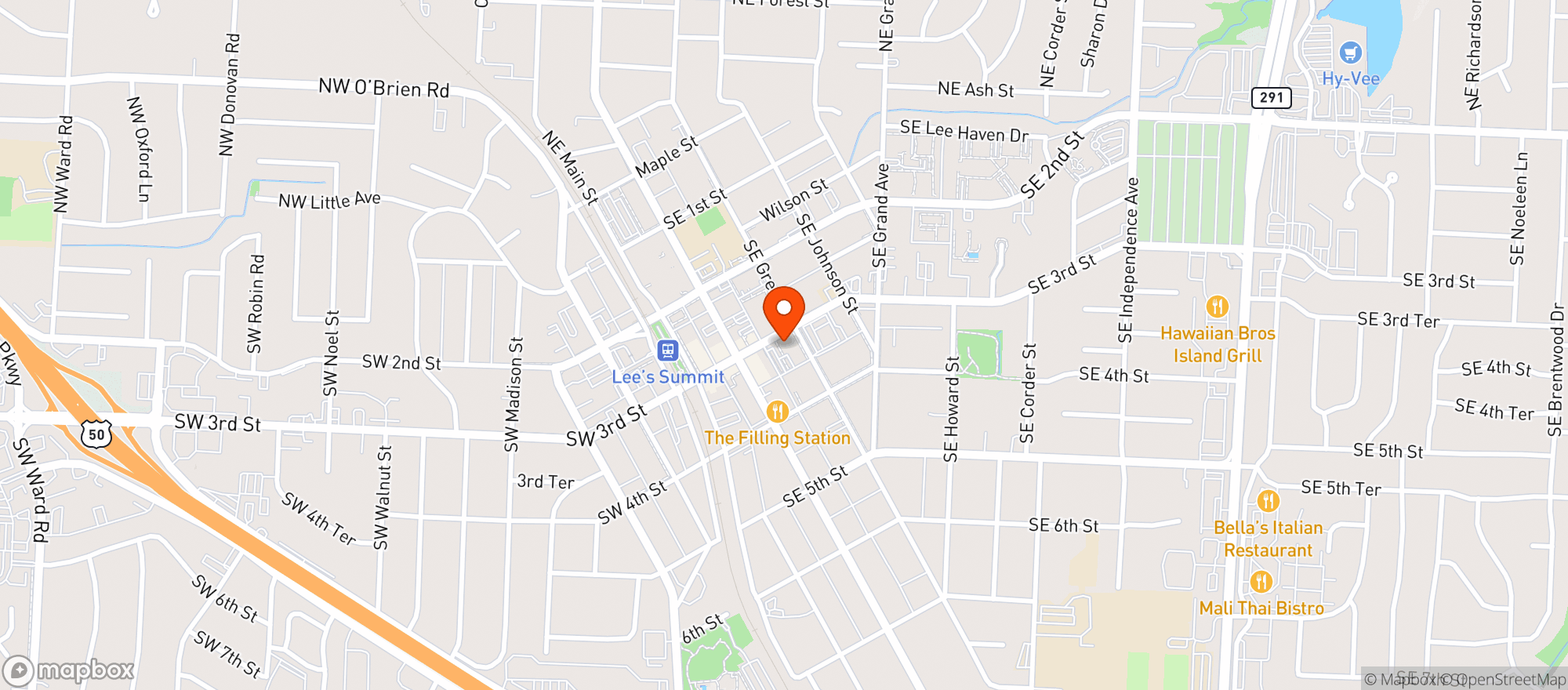Map showing Third Street Social