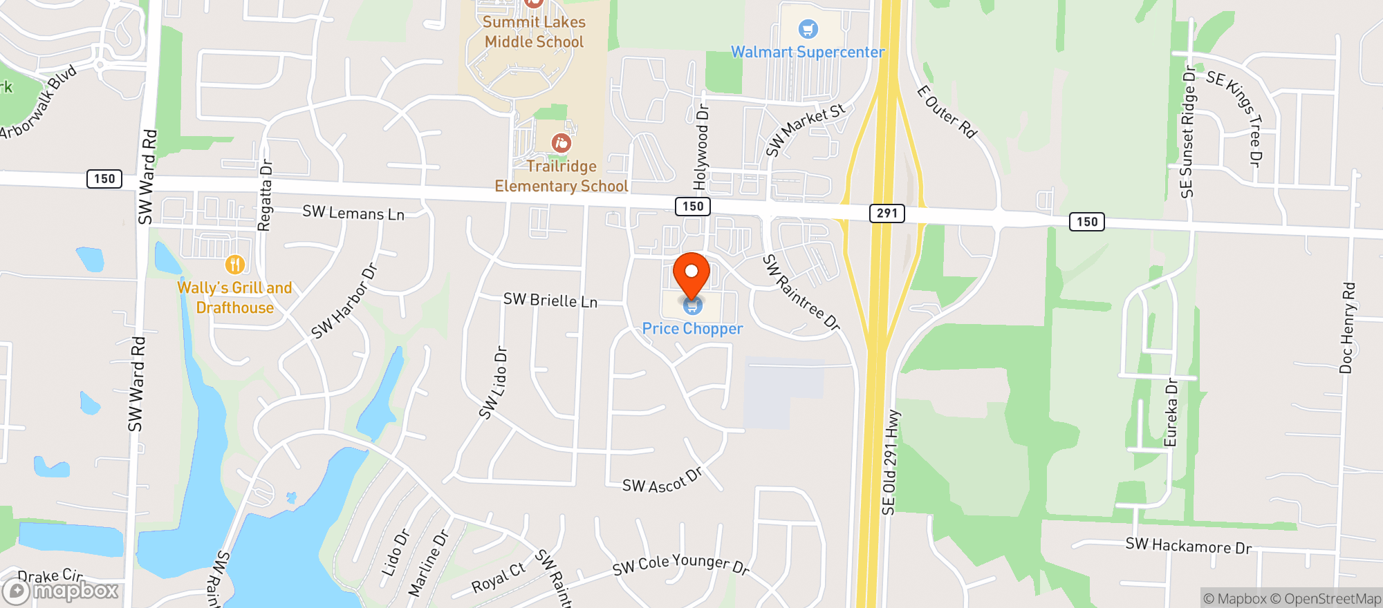 Map showing Price Chopper #171 Raintree