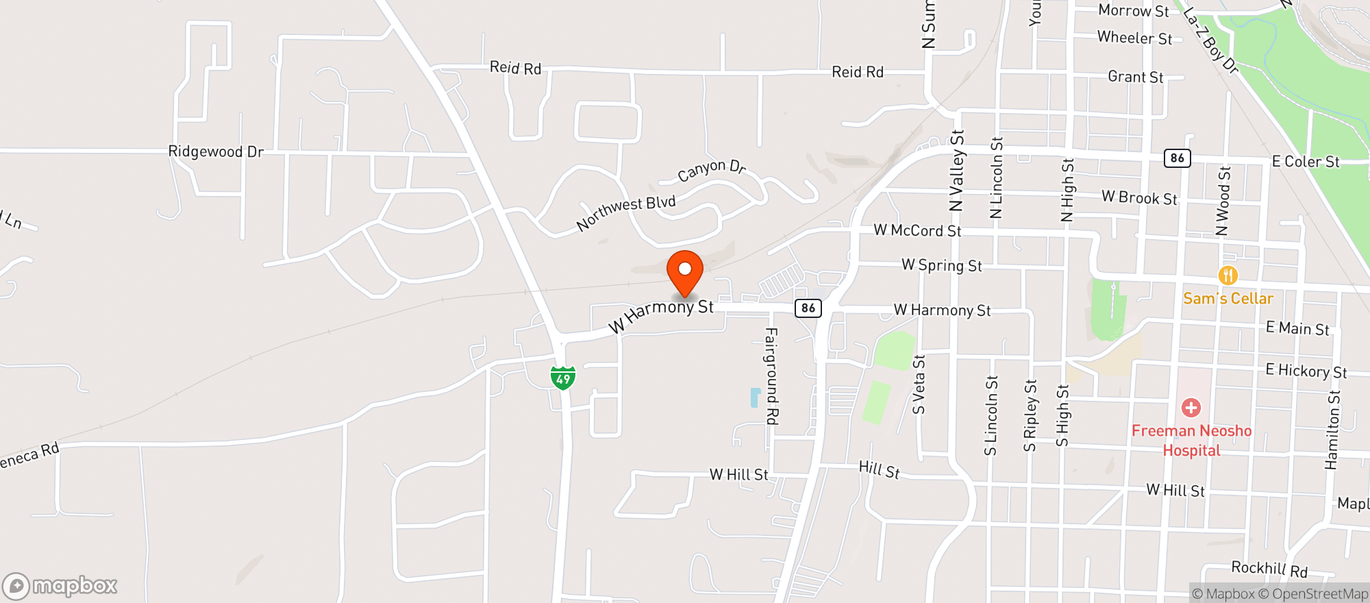 Map showing Neosho Super Stop