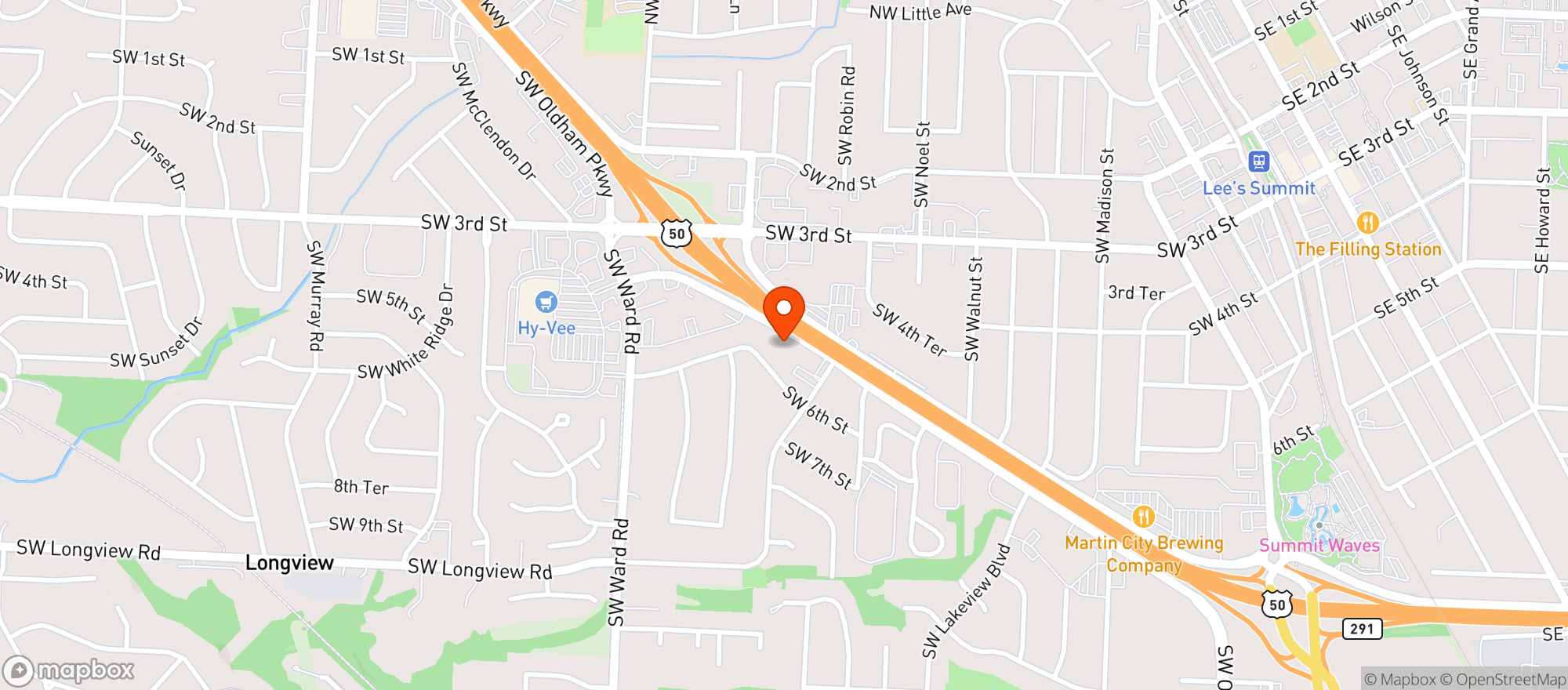 Map showing Elsewhere Apothecary - Lees Summit - Oldham Parkway