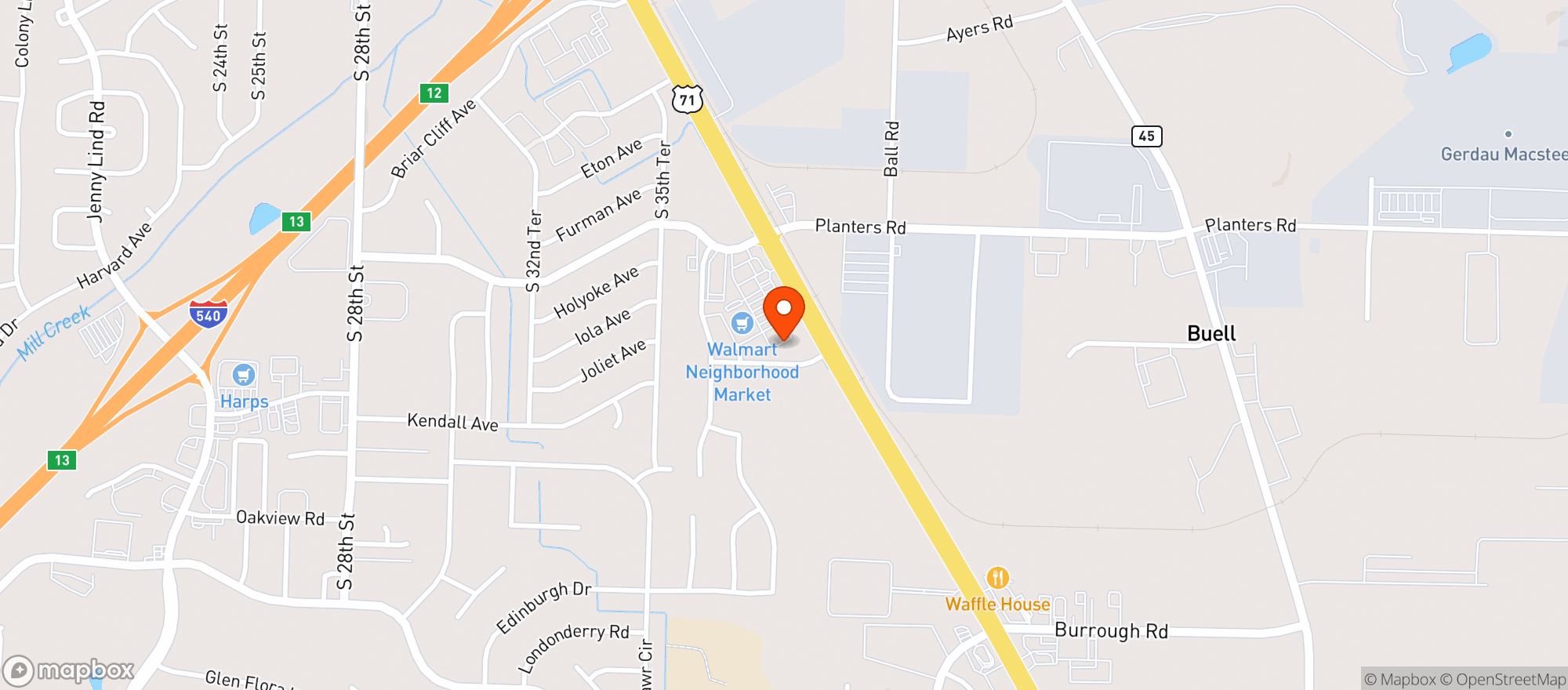 Map showing Walmart Neighborhood Market