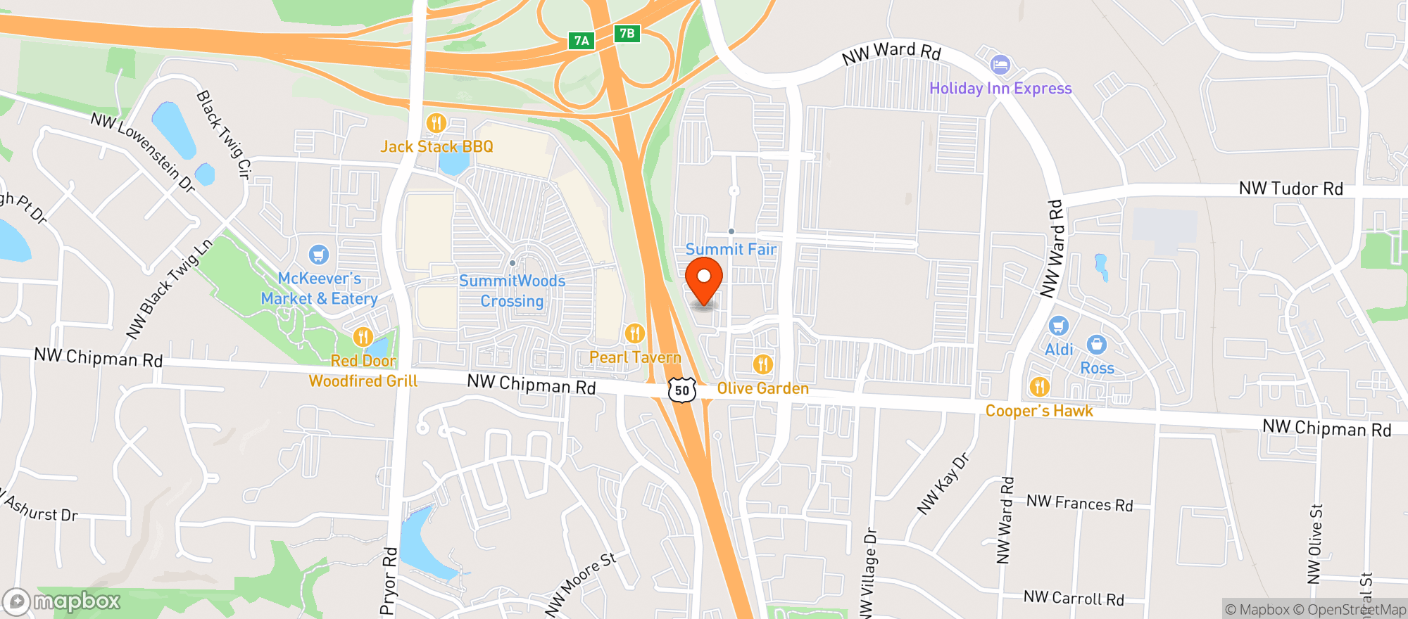 Map showing Texas Roadhouse