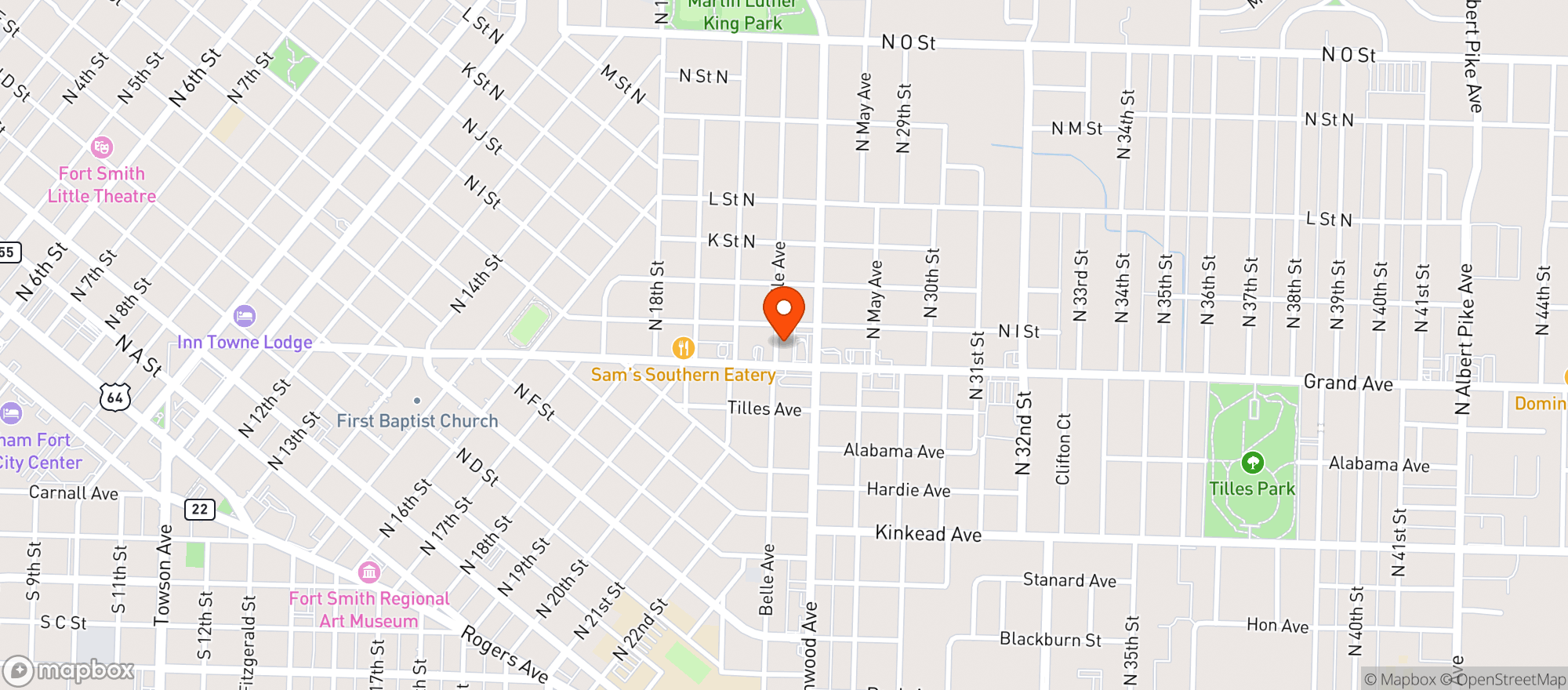Map showing Shooters Bar & Grill