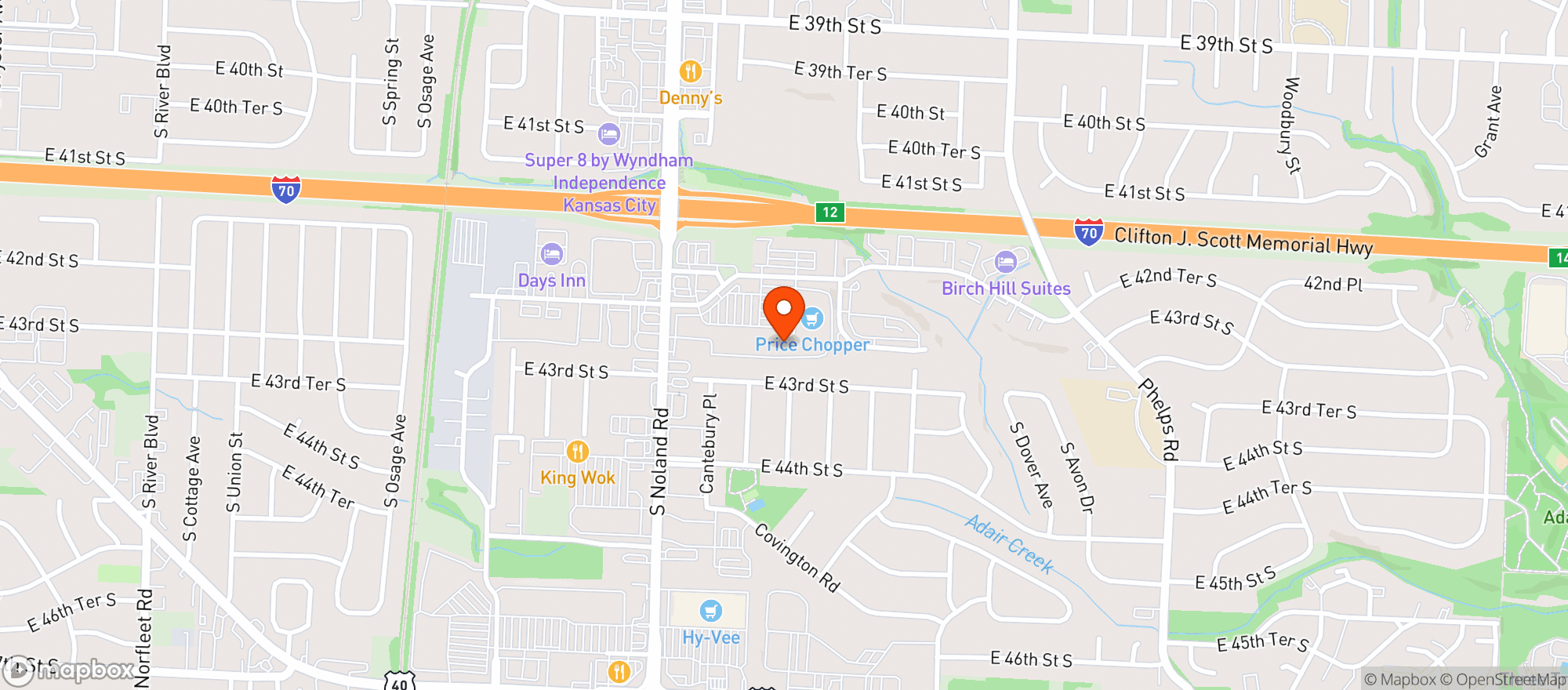 Map showing Price Chopper