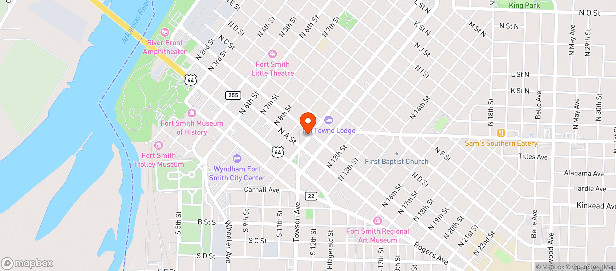 Map showing Ajs Oyster House