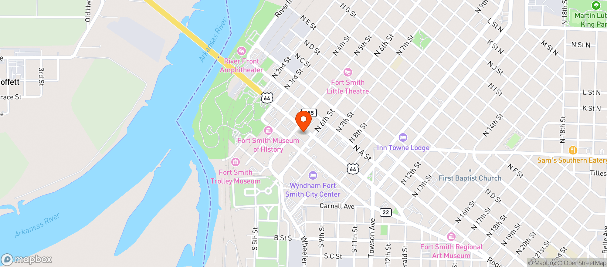 Map showing Papas Pizzeria