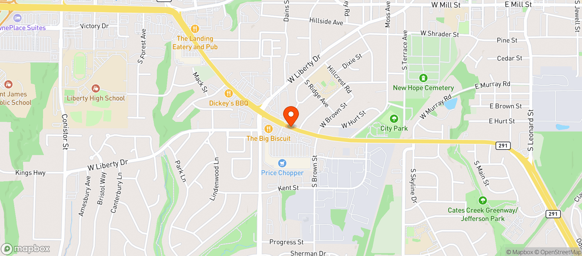 Map showing PRICE CHOPPER