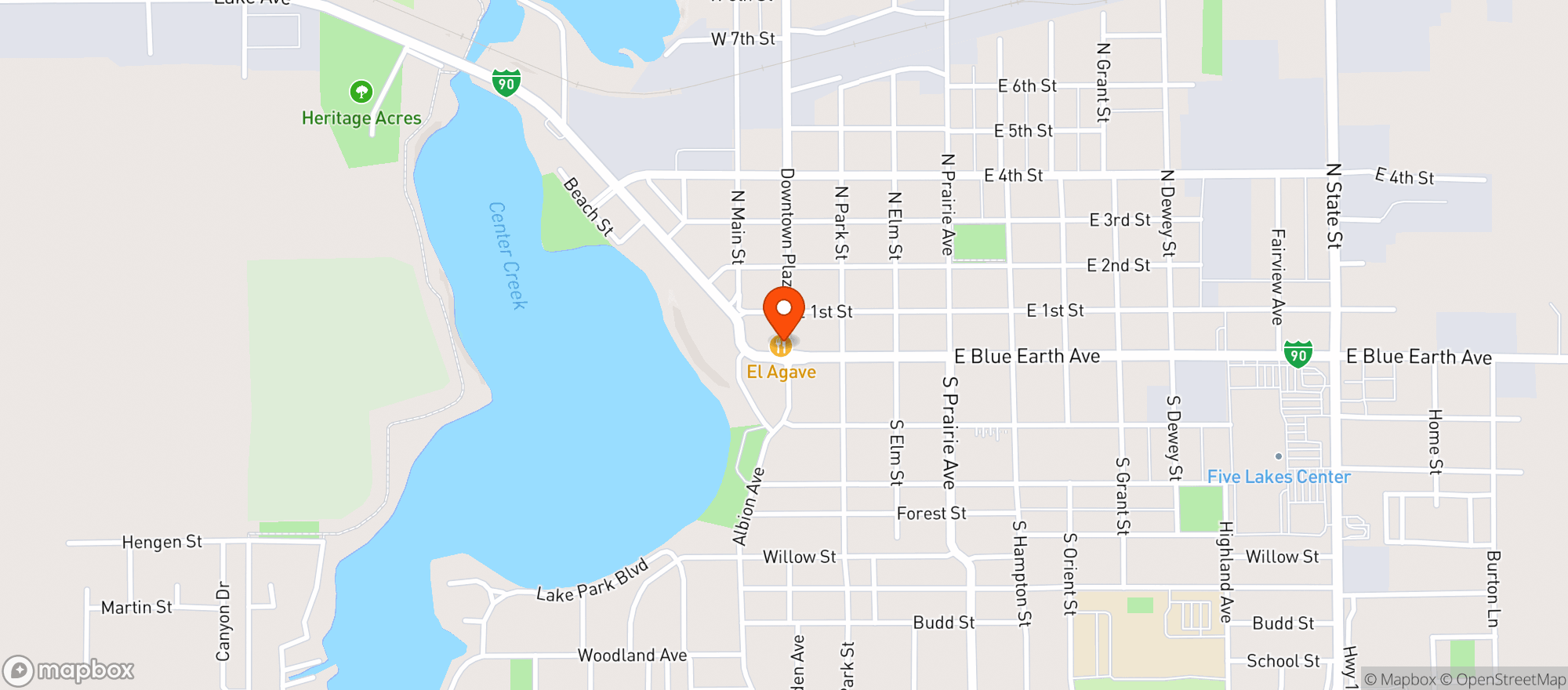 Map showing El Agave Mexican Restaurant
