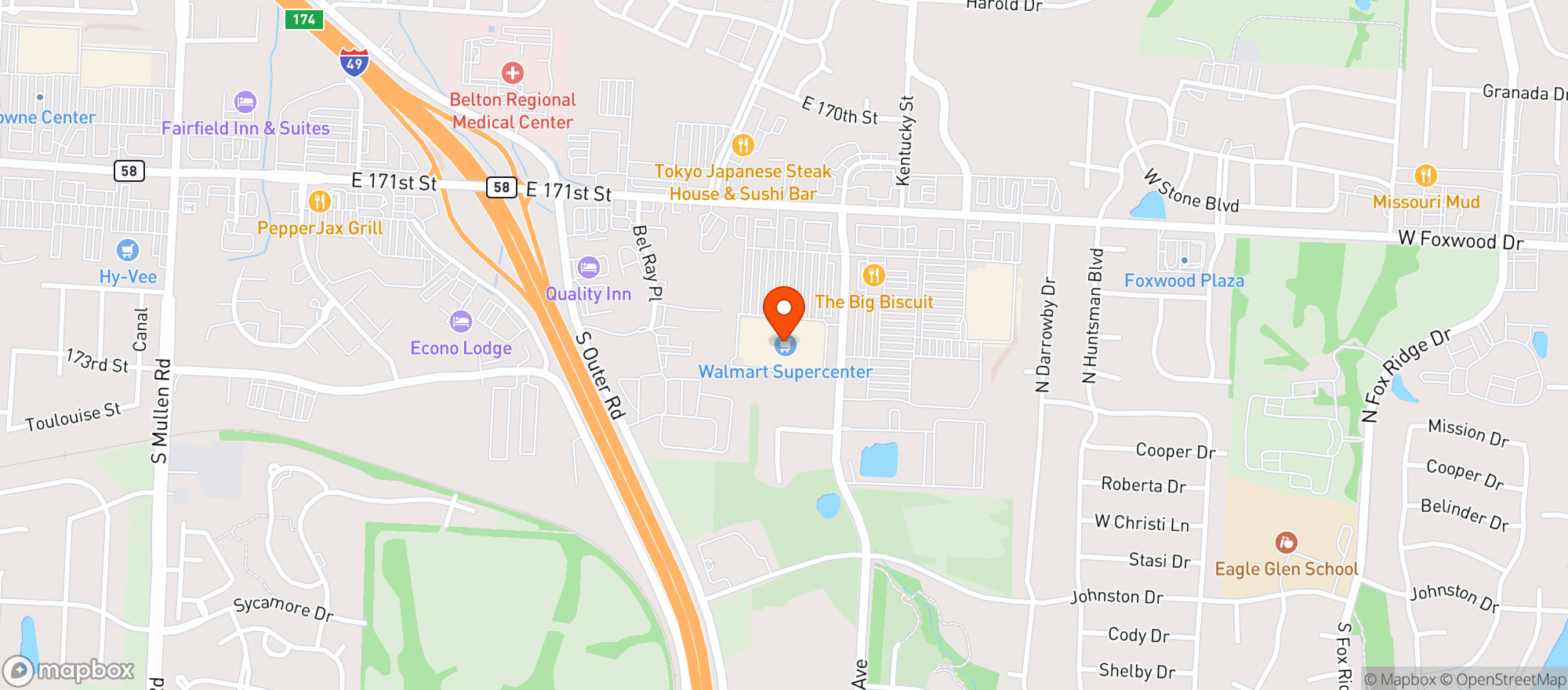 Map showing Walmart Supercenter #319