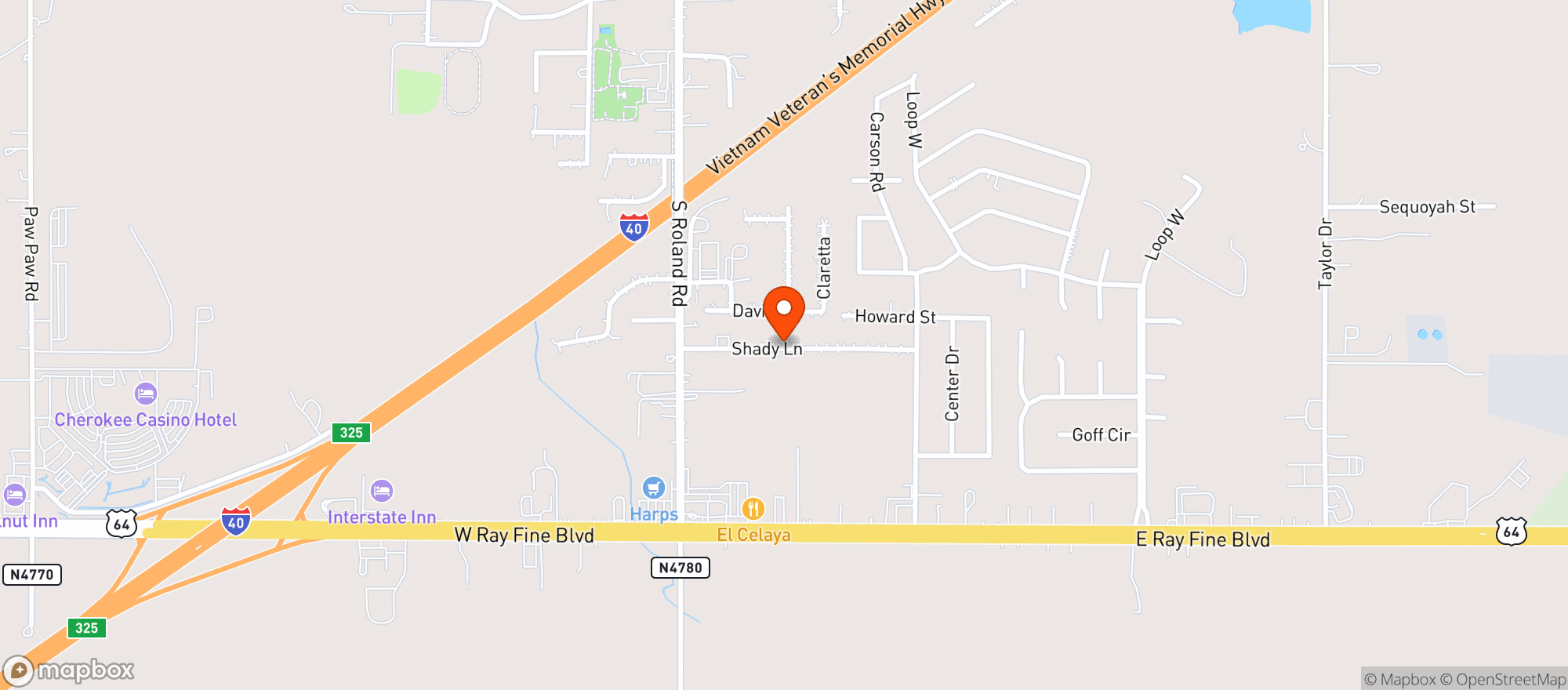 Map showing Roland Liquor Store