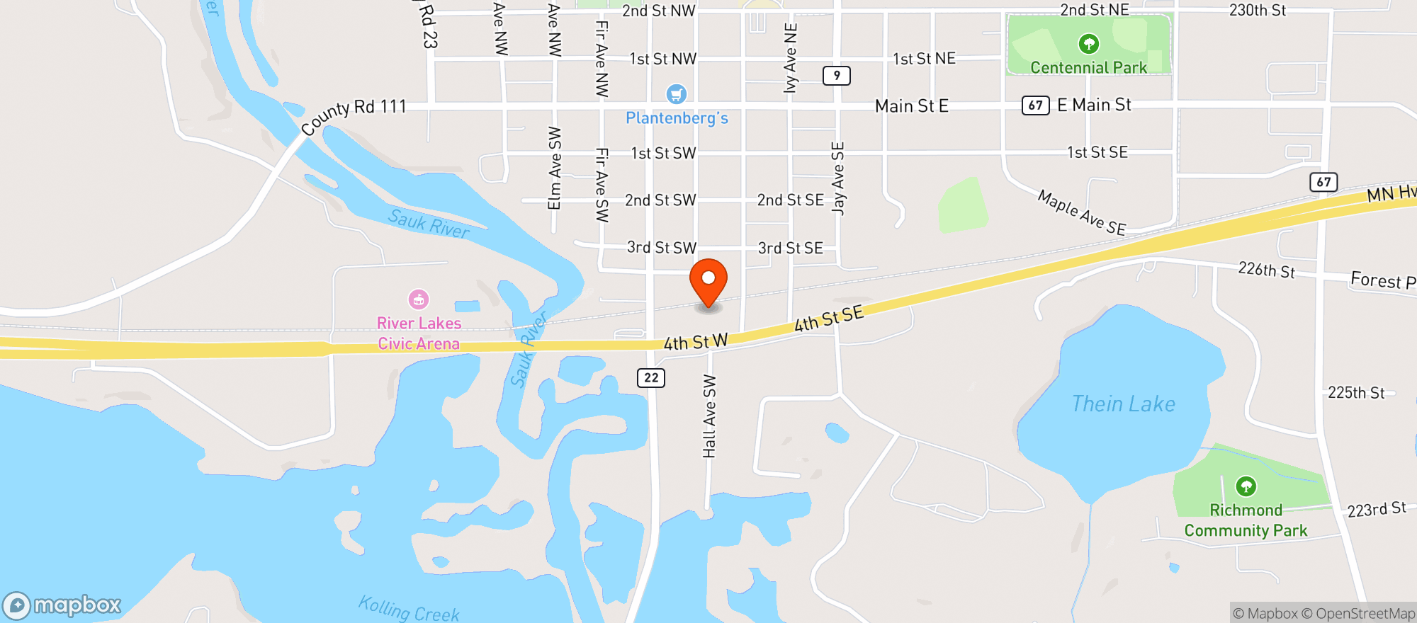 Map showing Brinkys Liquor Beer