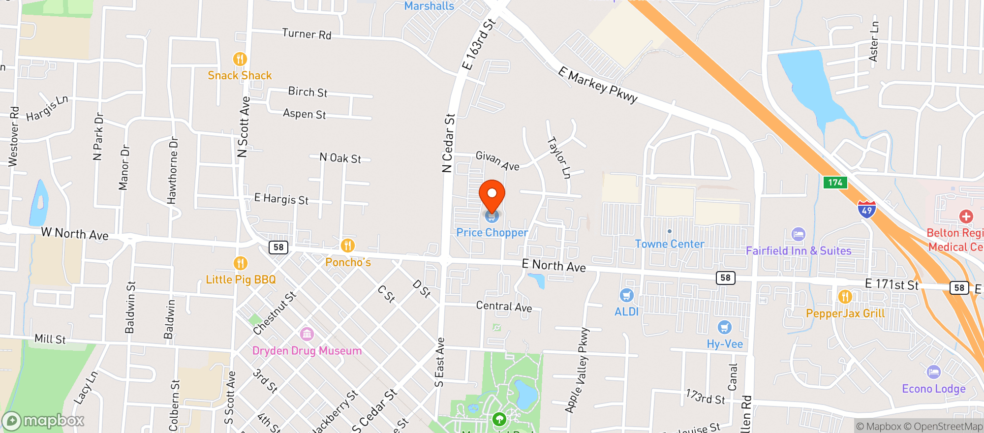 Map showing Price Chopper Kansas & #359