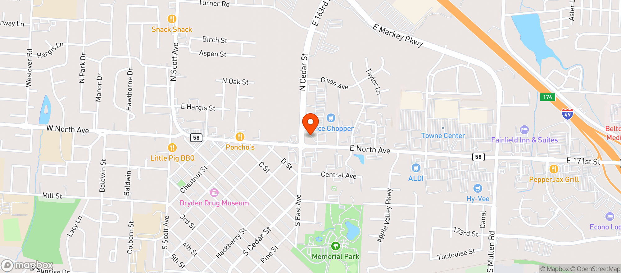Map showing Belton Liquor