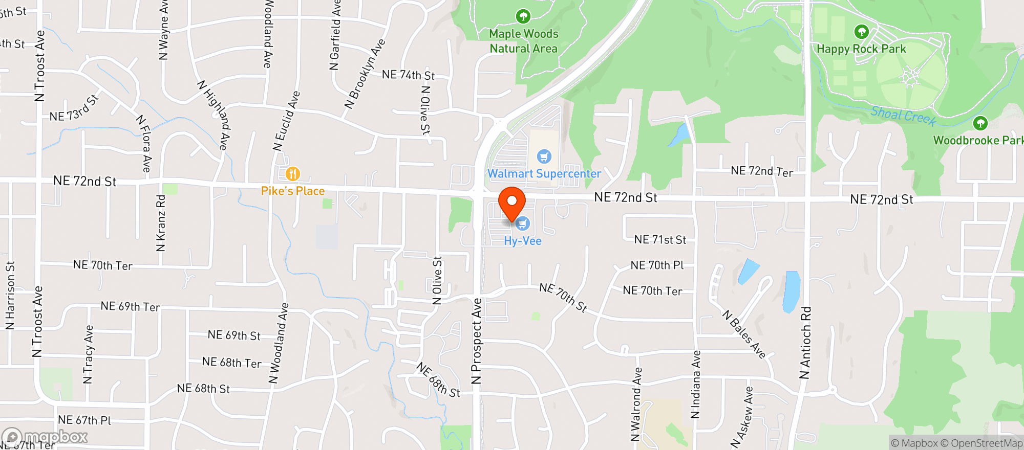 Map showing Hy-Vee Gladstone Market #1219