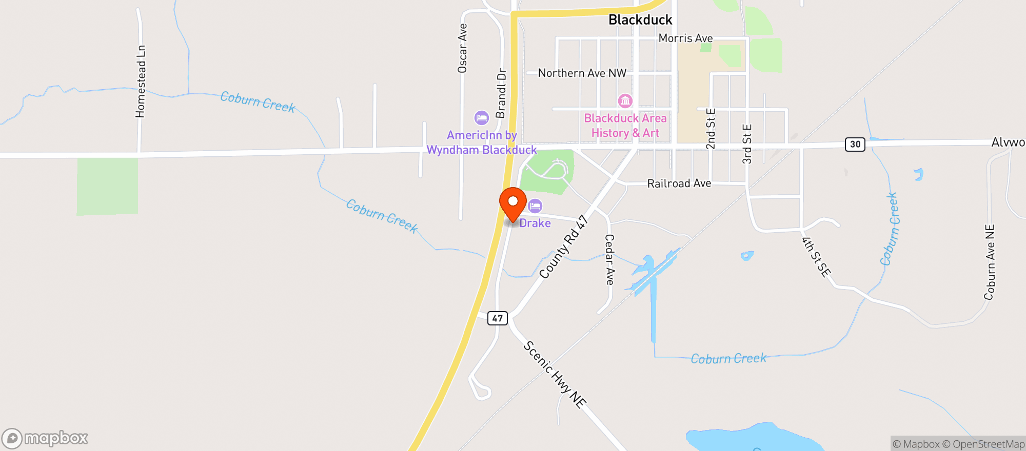 Map showing Blackduck Muni Liq Store