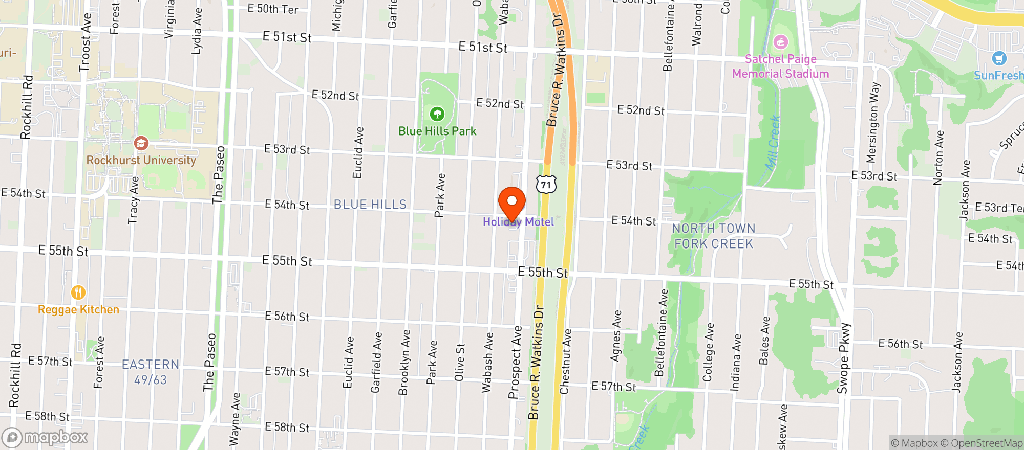 Map showing Elevate Mo - Prospect Ave