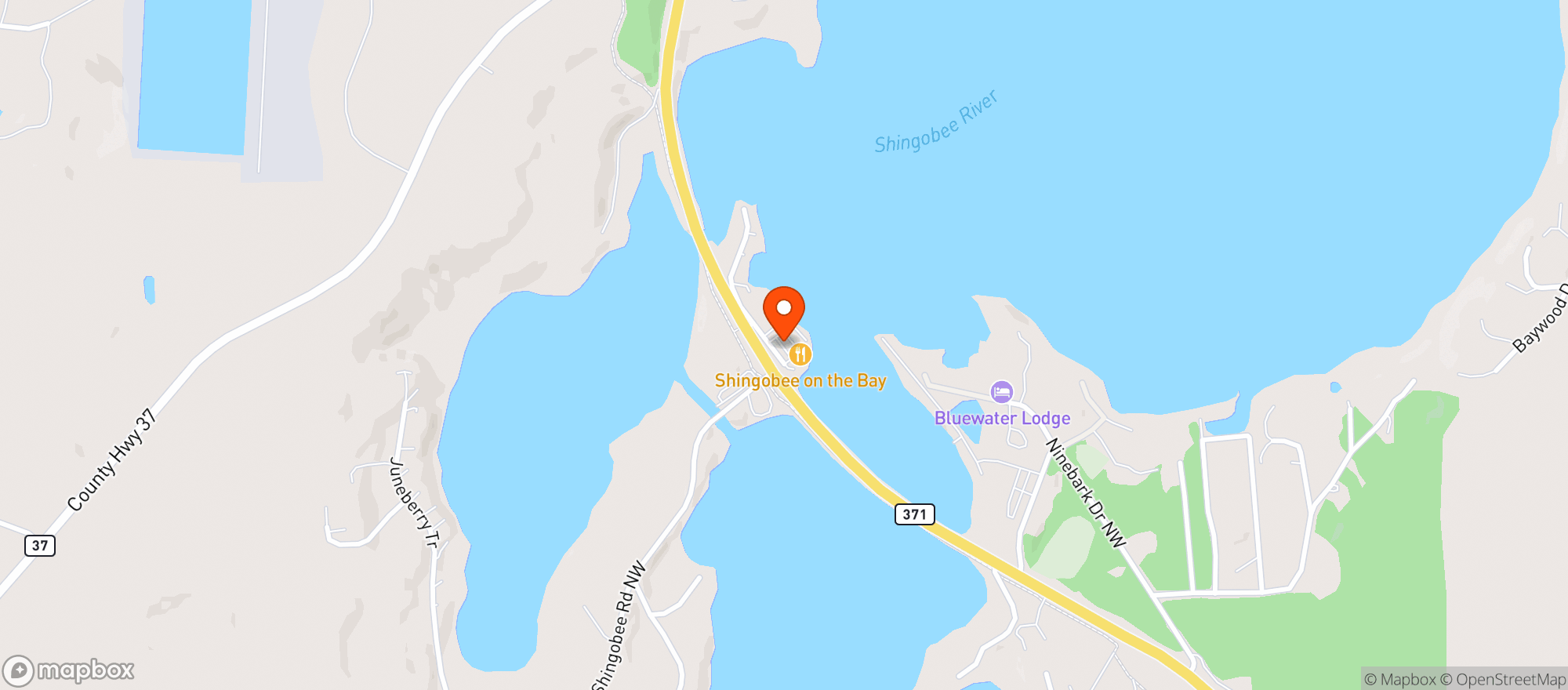 Map showing Shingobee on the Bay