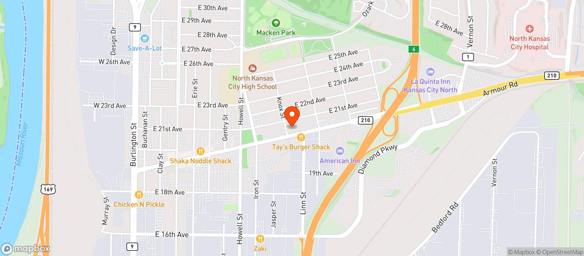 Map showing Armour Liquors