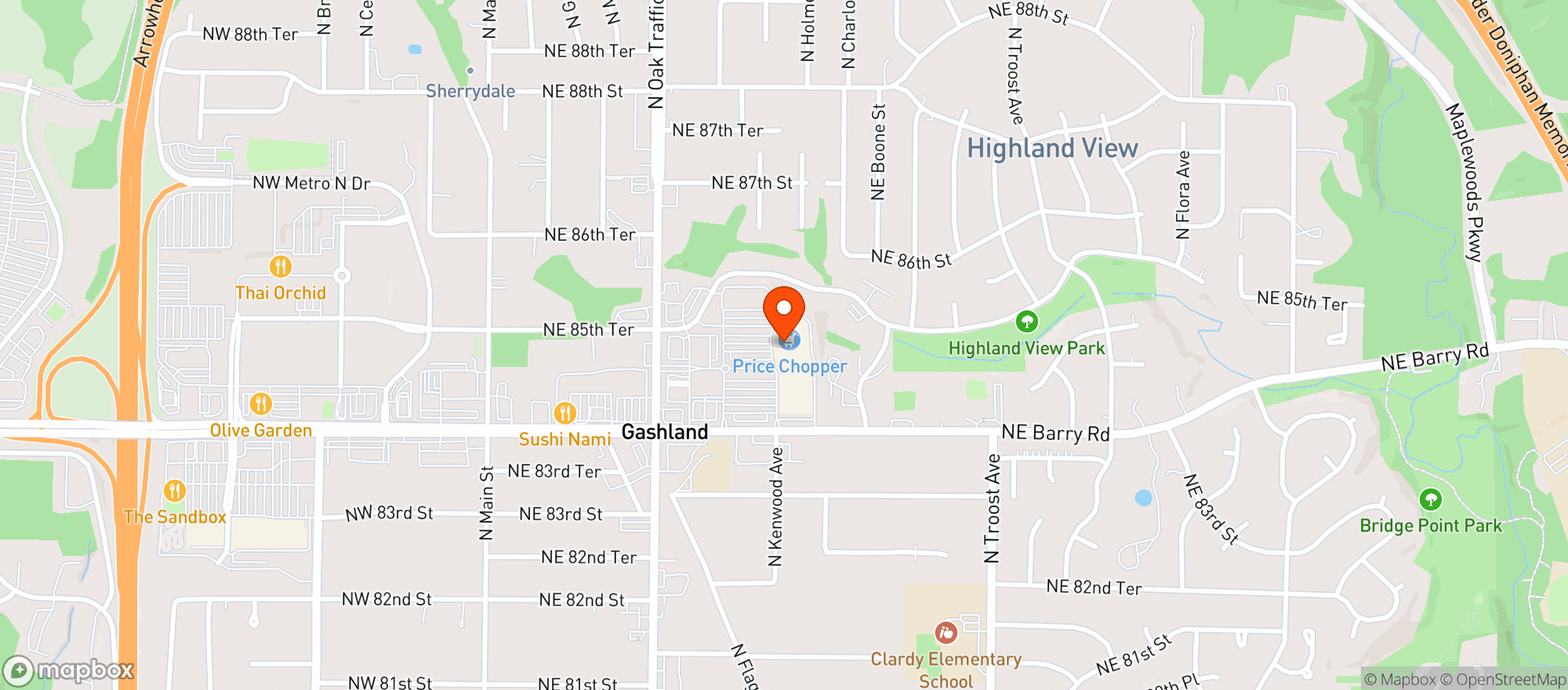 Map showing Price Chopper Kansas & #421