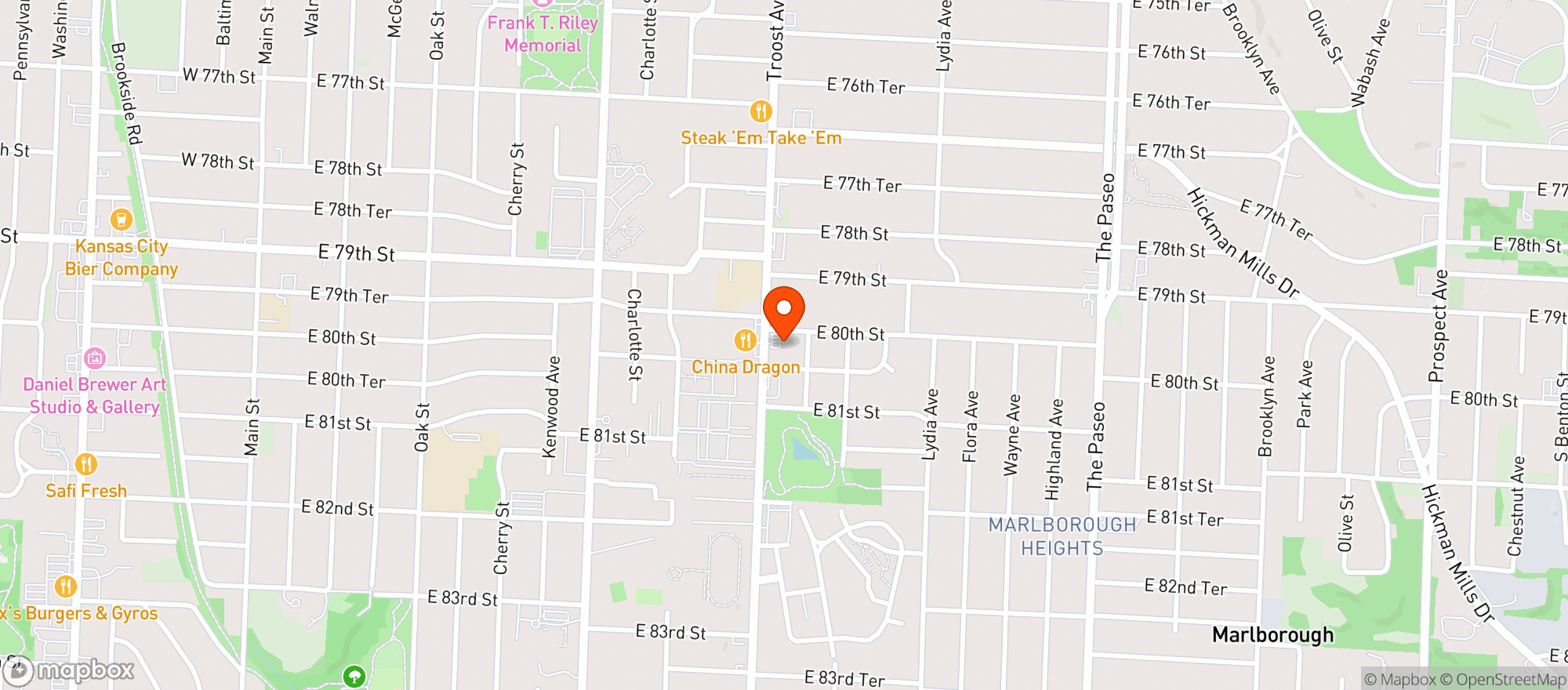 Map showing Troost Xpress Mart