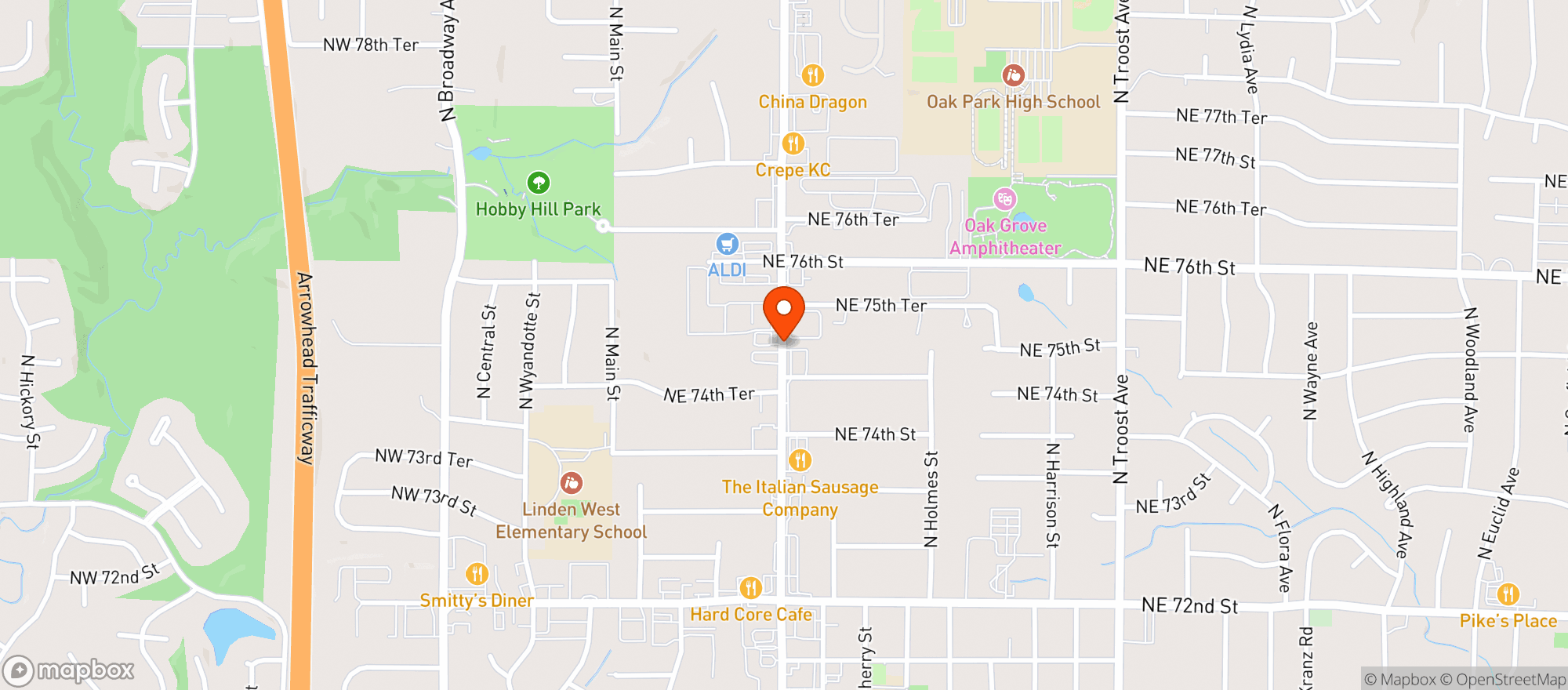 Map showing BUBBLES WINE & SPIRITS