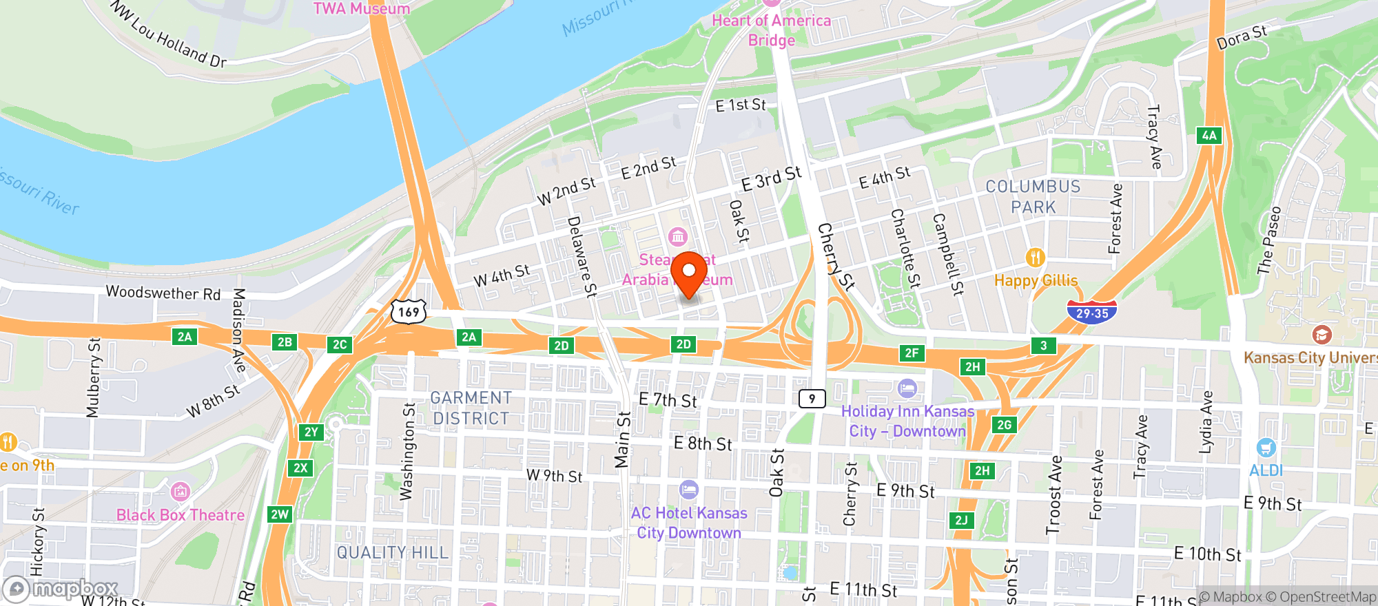 Map showing The Blue Line