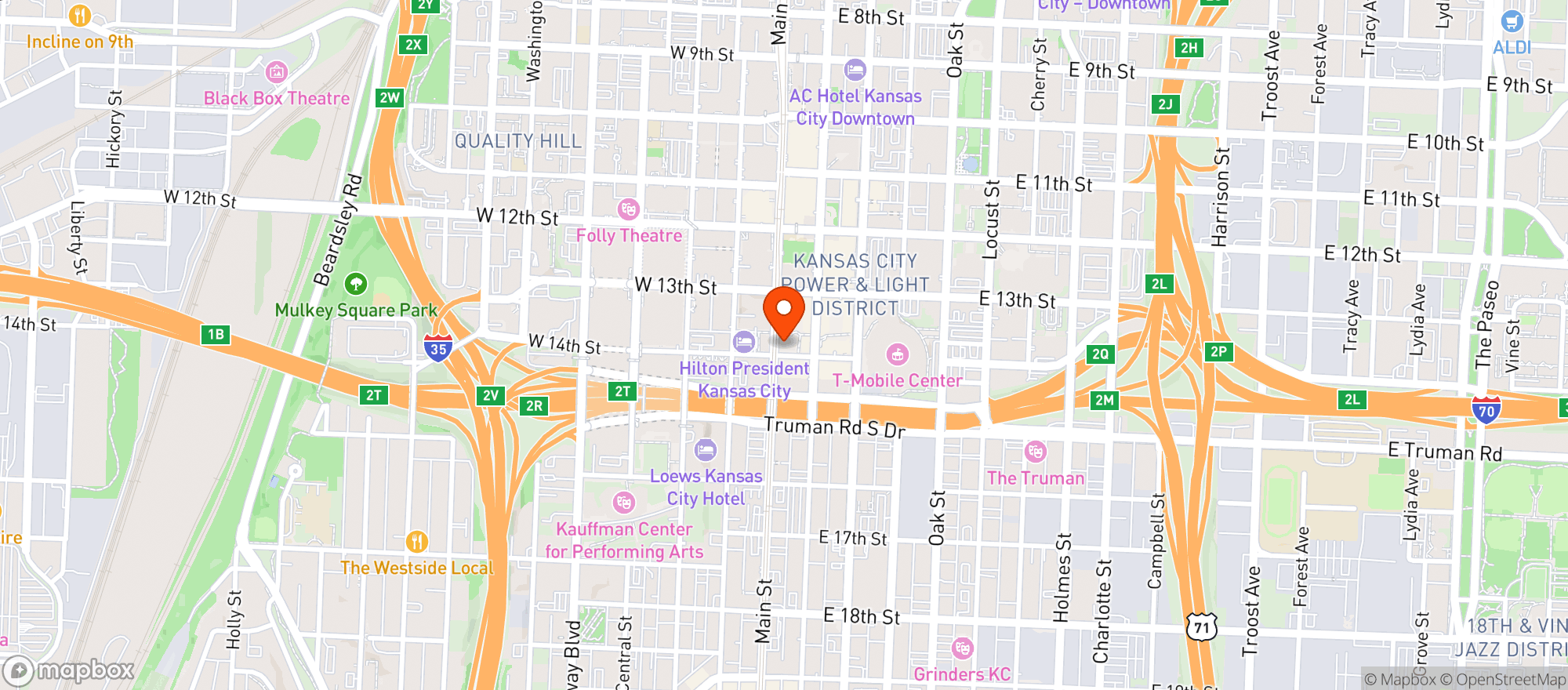 Map showing Palm Tree Club Kc