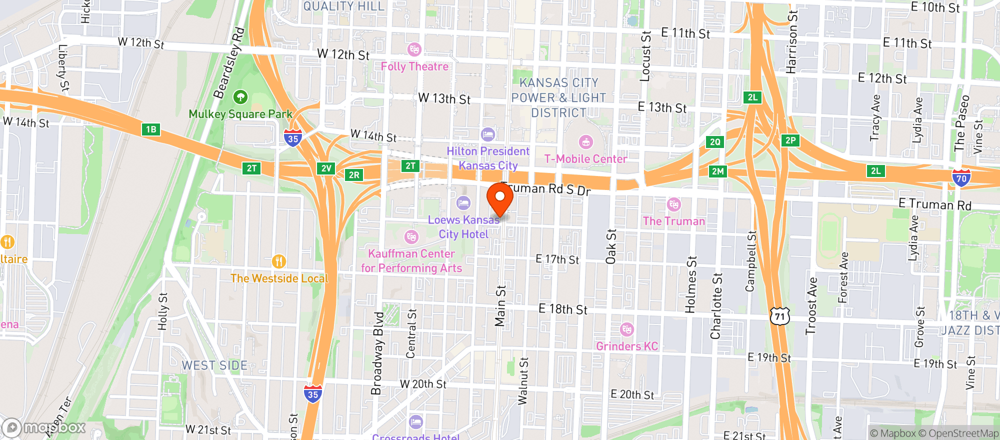 Map showing Streetcar Grille