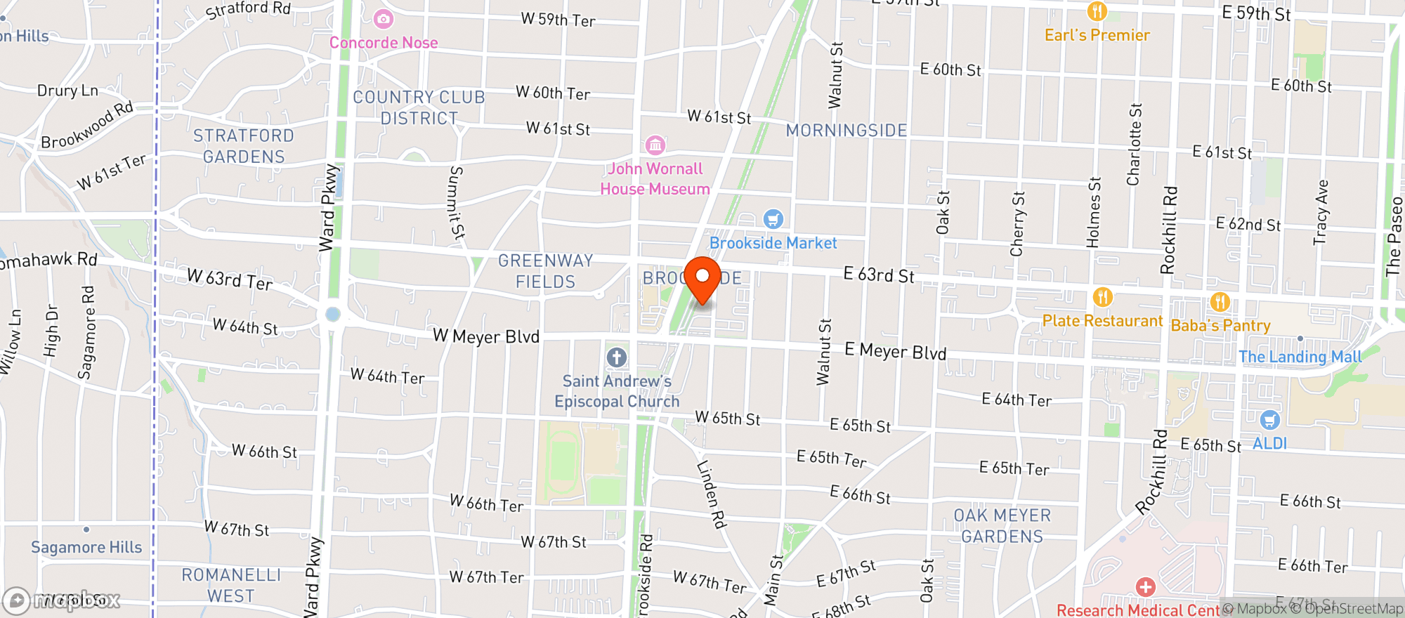 Map showing Brooksider Bar