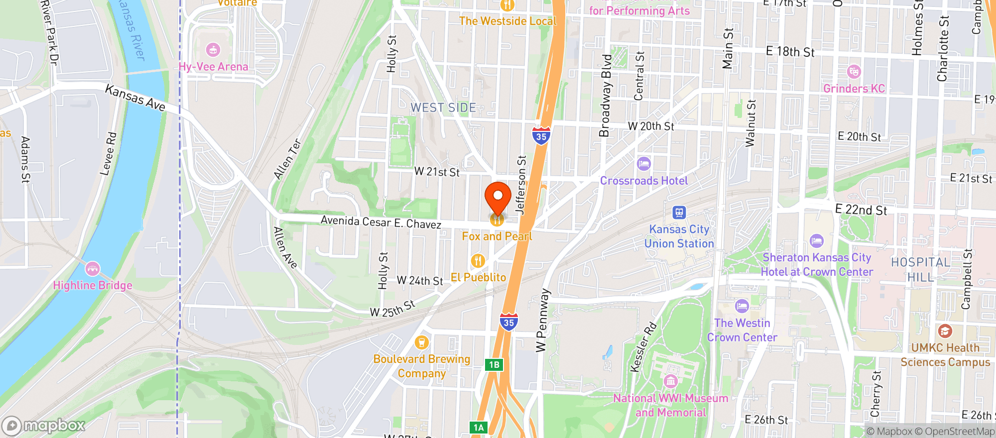 Map showing Fox And Pearl