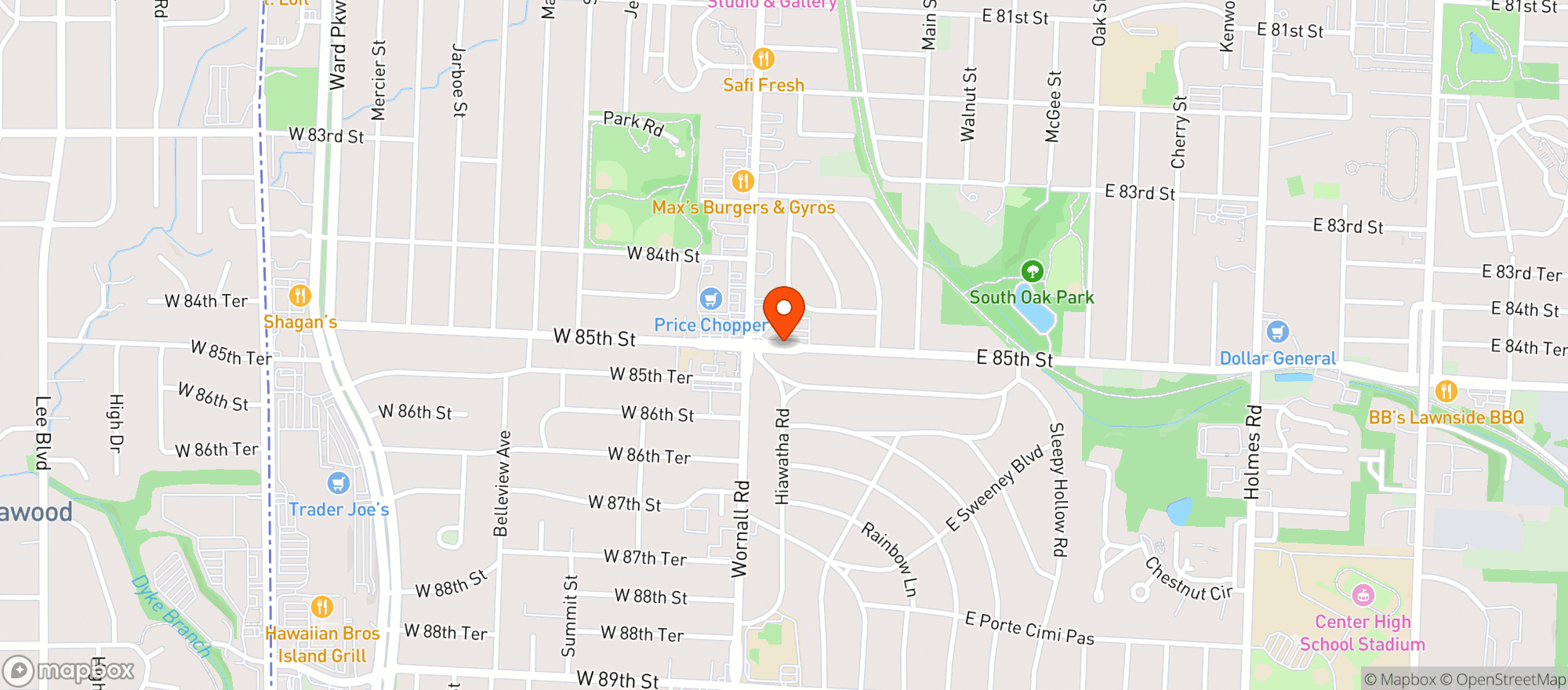 Map showing Chellys Cafe
