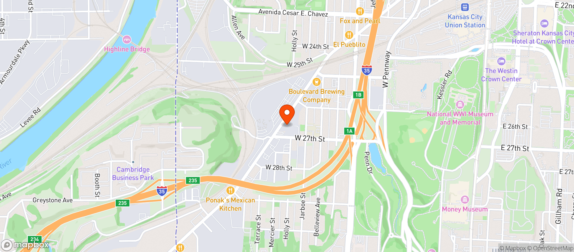 Map showing Alma Mader Brewing