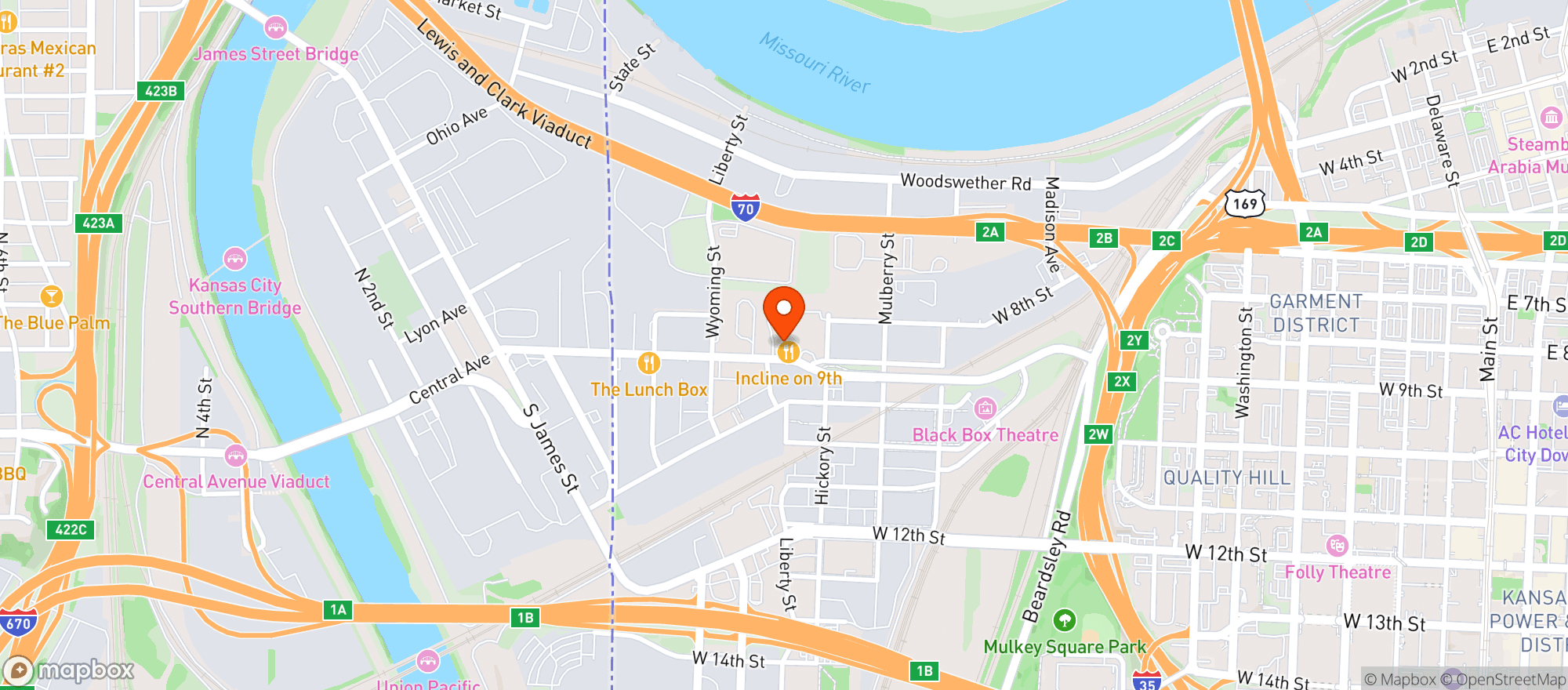 Map showing The Incline On 9th