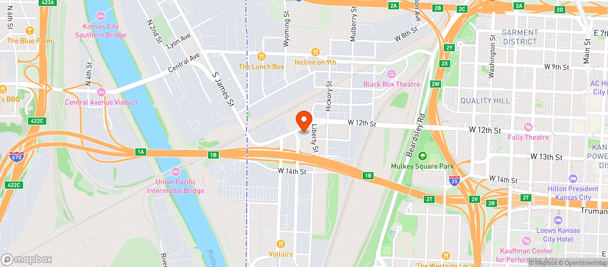 Map showing West Bottoms
